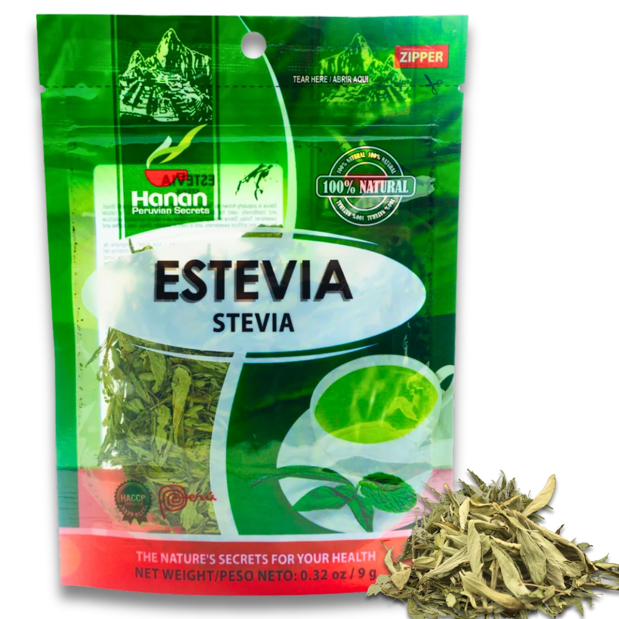 Hanan Stevia (Estevia) Loose Leaf Herbs - 9 g Natural Dried Stevia Leaves Rebaudiana Plant Leaves from Peru - Tea Sweetener