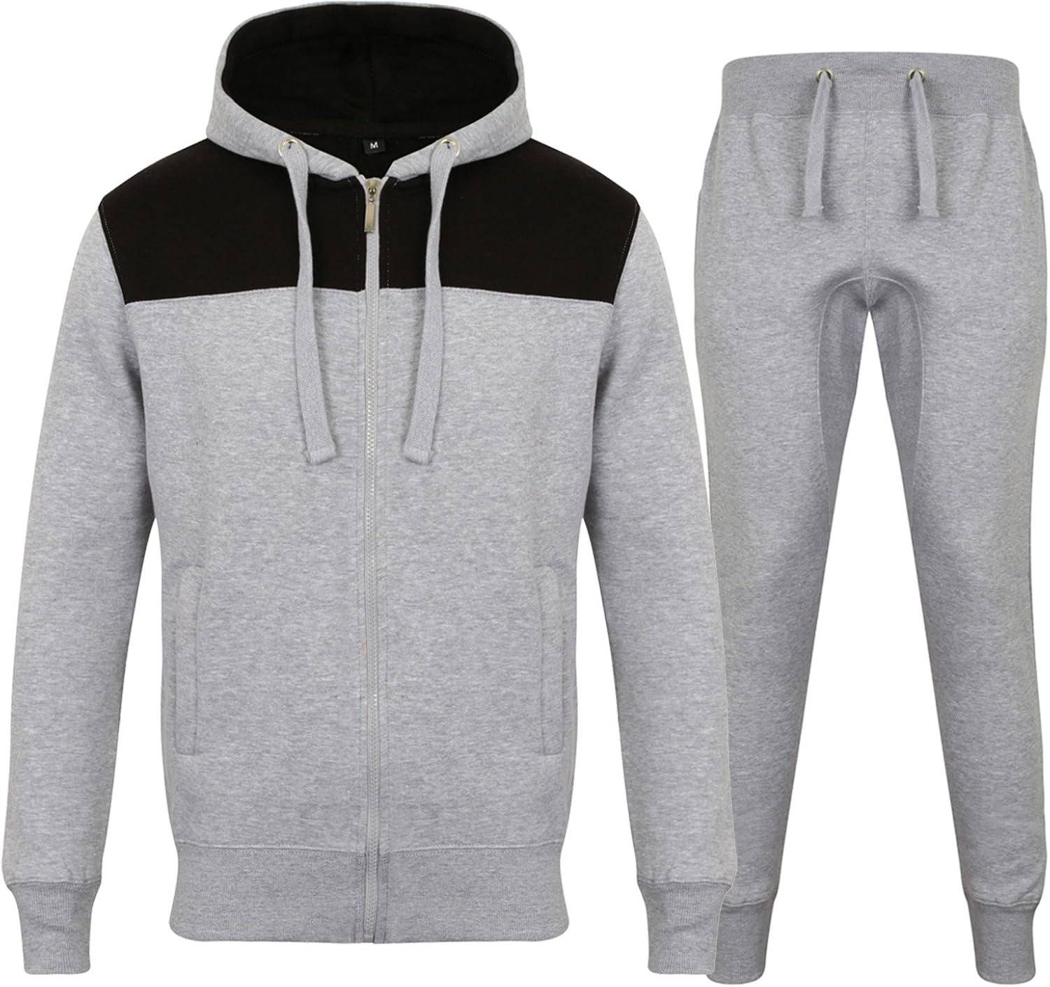 Men's Full Fleece Plain Tracksuit Zip Up Hoodie Jogging Bottoms Fleece