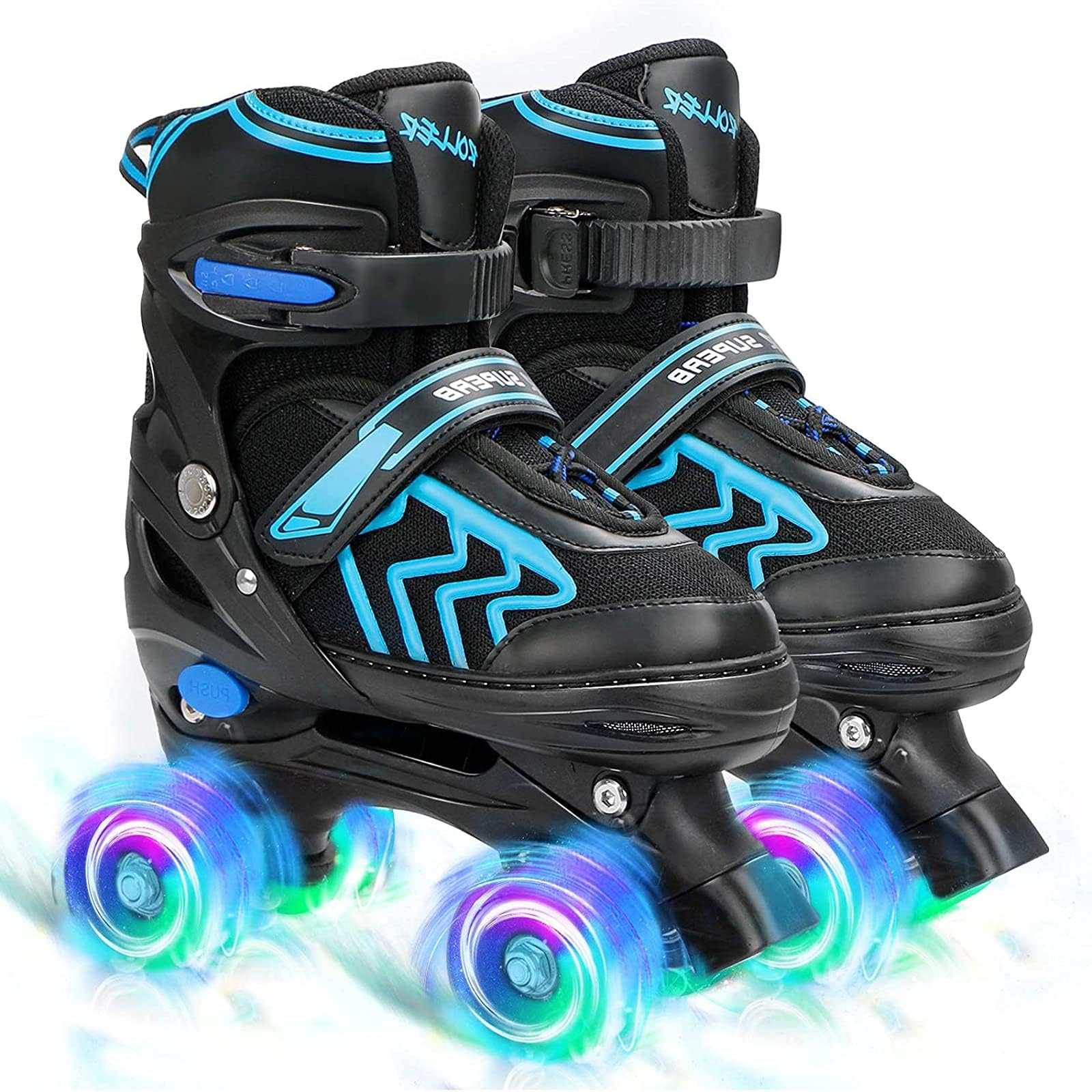 Patines para Niños Patines Roller Quad Ajustables con Ruedas Luminosas para Niñas y Niños Principiantes