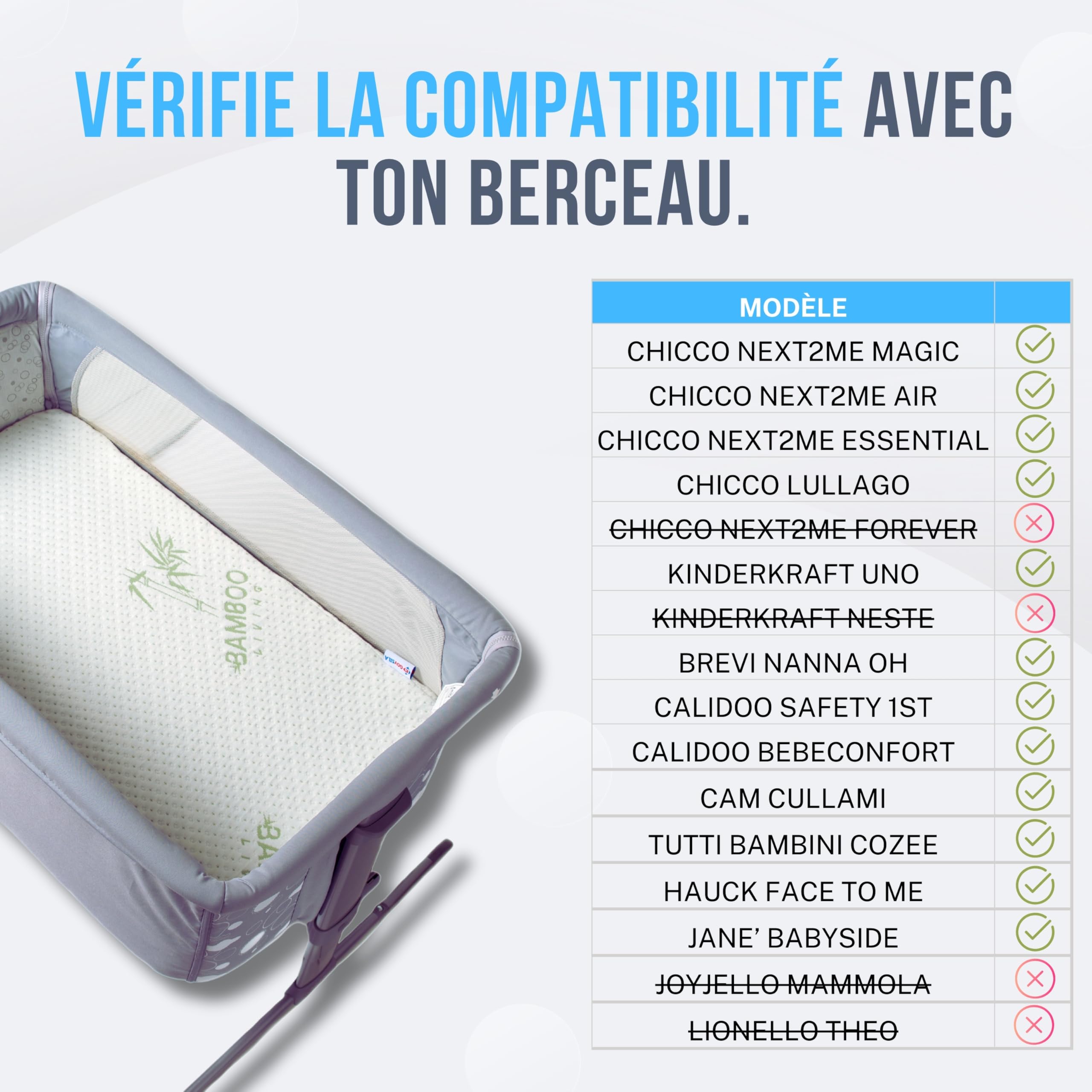 Goysila Drap Housse Cododo Bébé Lot De 2 Pièces 100% Coton Oeko-Tex 1 Alèse Protège Matelas Respirante Compatible Berceau Chicco Next2me Dream Magic Kinderkraft Uno Safety 1st Lullago Matelas 50x83 cm