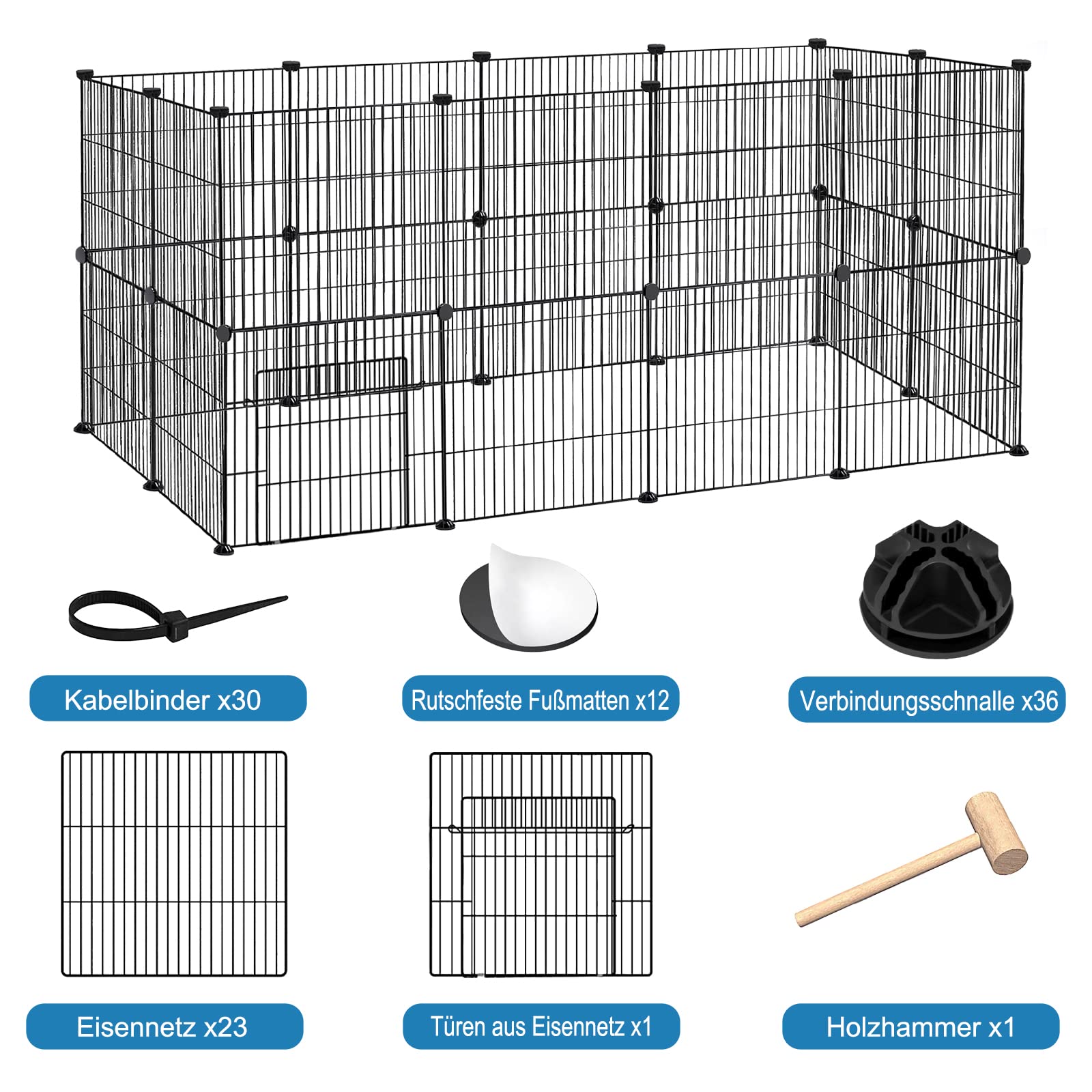 Yaheetech Puppyuitloop metalen loopstal omheining rooster puppy's