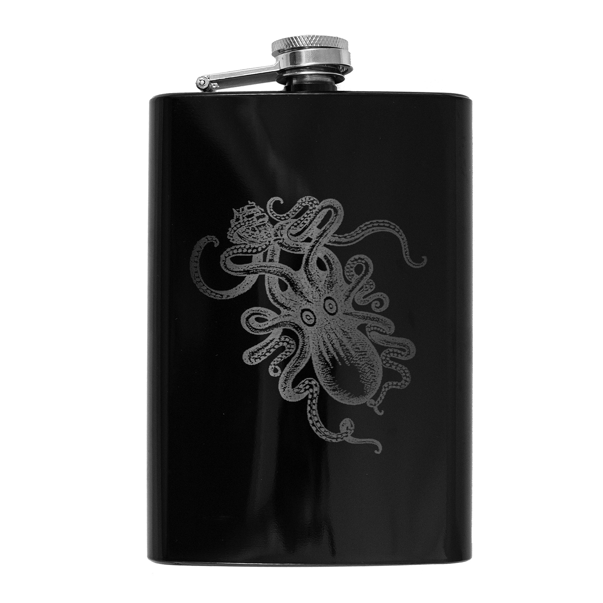 8oz BLACK Kraken Flask