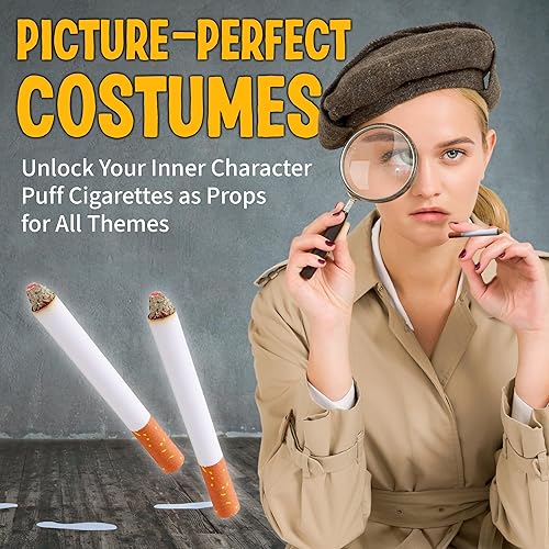 Miniatura 5 de Cigarrillos falsos de hojaldre que soplan humo, paquete de 8, cigarrillos de imitación de 3.25 pulgadas con un aspecto realista, accesorio para
