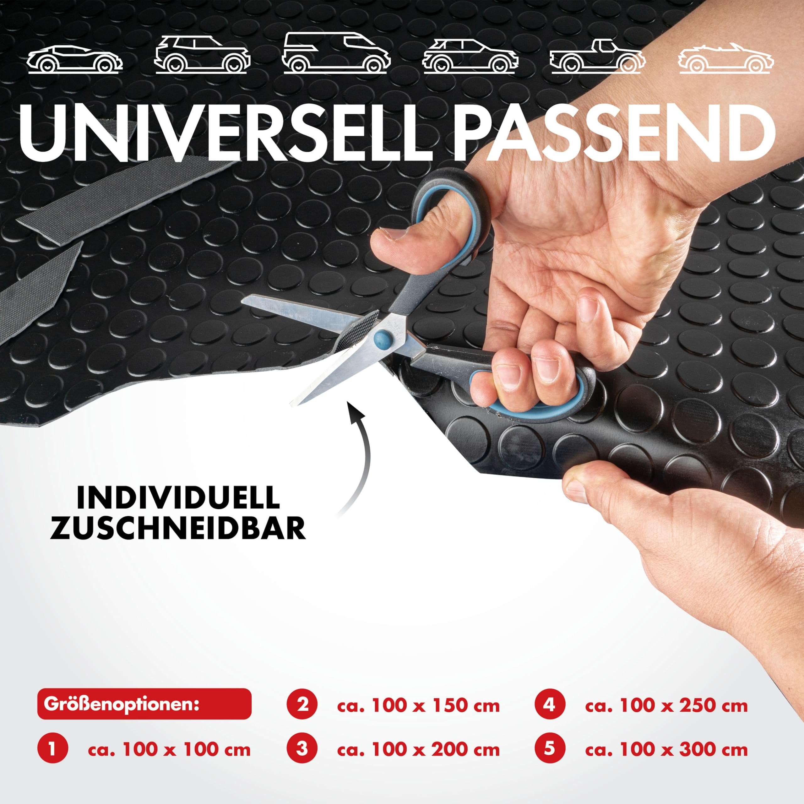 Walser 28208 Alfombra de Coche Coin, Alfombra de Corte 100x200 cm, tapete de protección Universal, tapete para atrapar la Suciedad Negra