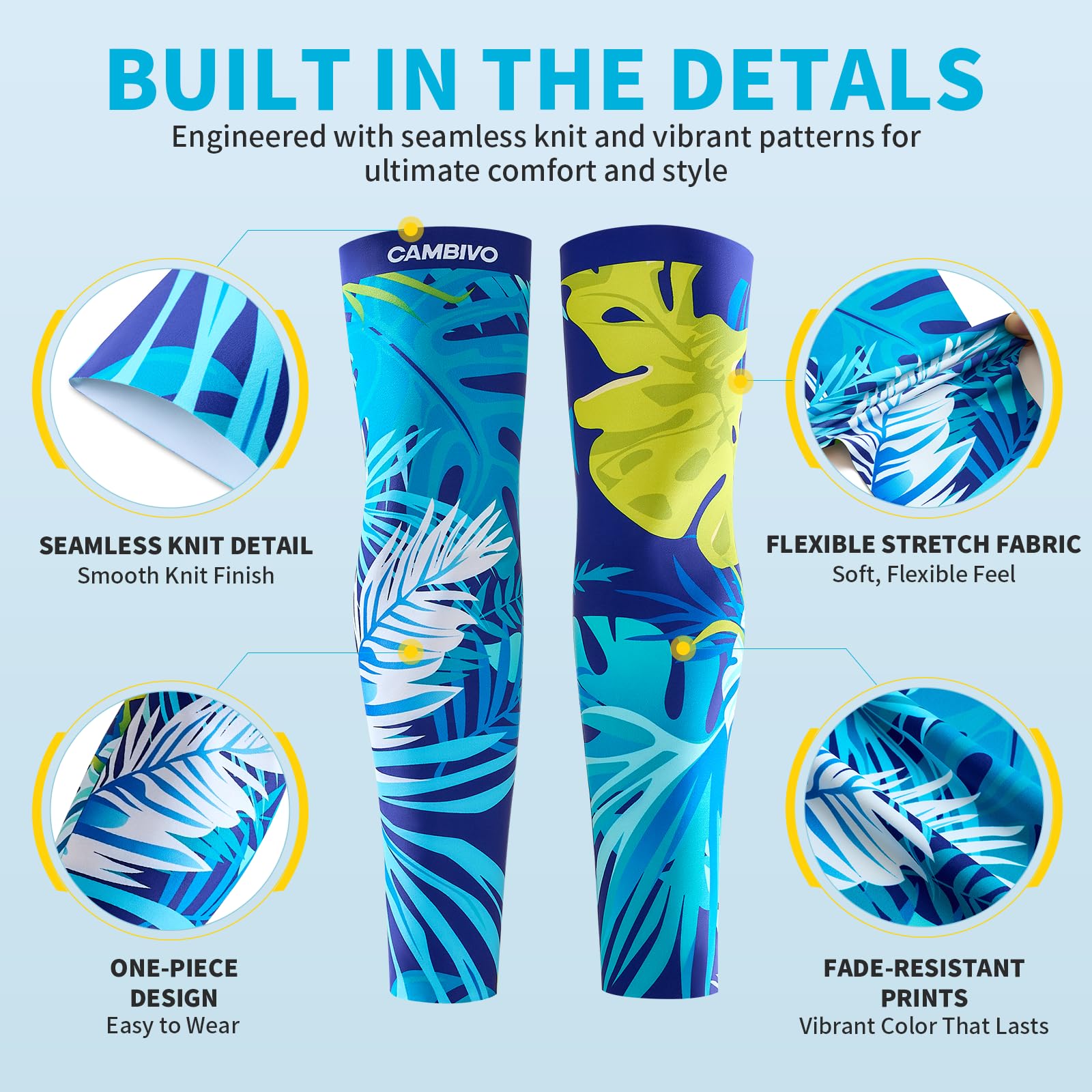 CAMBIVO Mangas para Brazos Protección UV UPF50+, Manguitos sin Costuras Elásticos para Running Ciclismo Padel