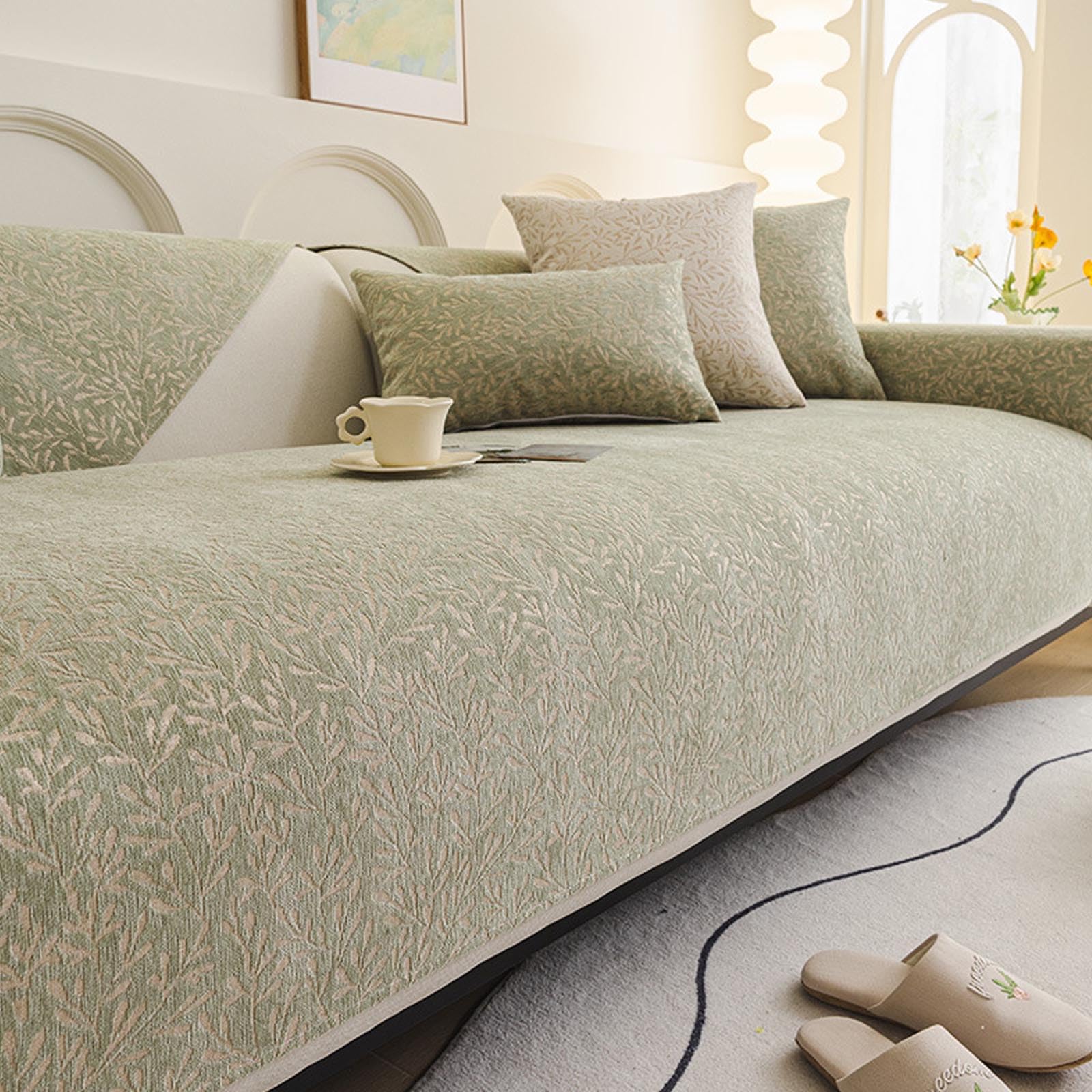 Housse de canapé antidérapante en chenille lavable pour protection