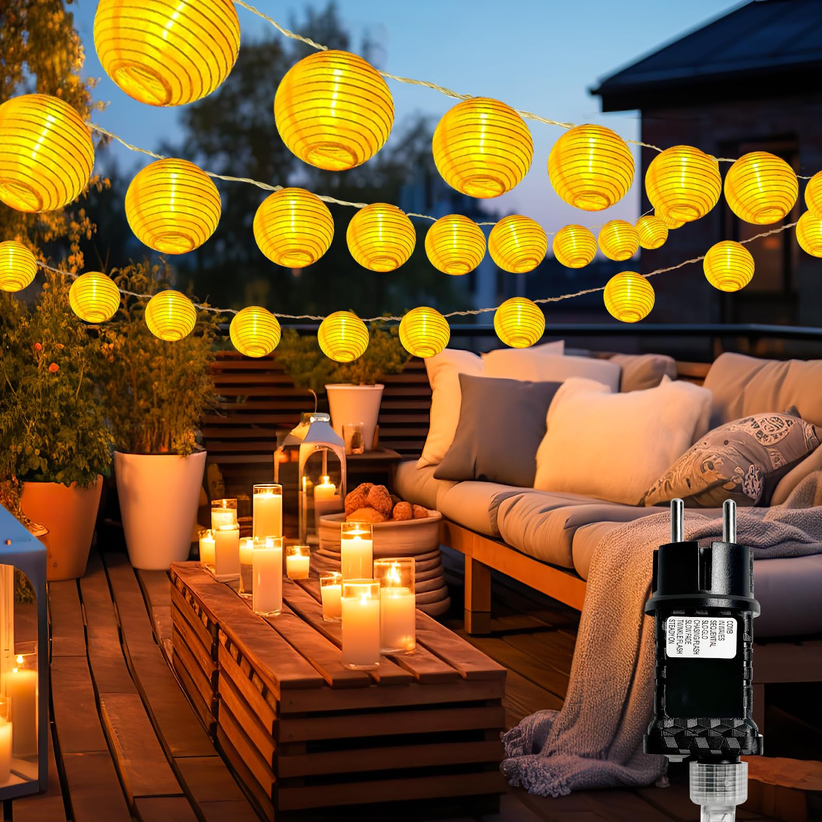 Aogled Solar Lichtsnoer voor Buiten,G40 Lichtketting met 15.5M/25 LED Bollen,warmwitte 2700K Solar String Lights met afstandsbediening voor commerciële binnen- en buitendecoratie