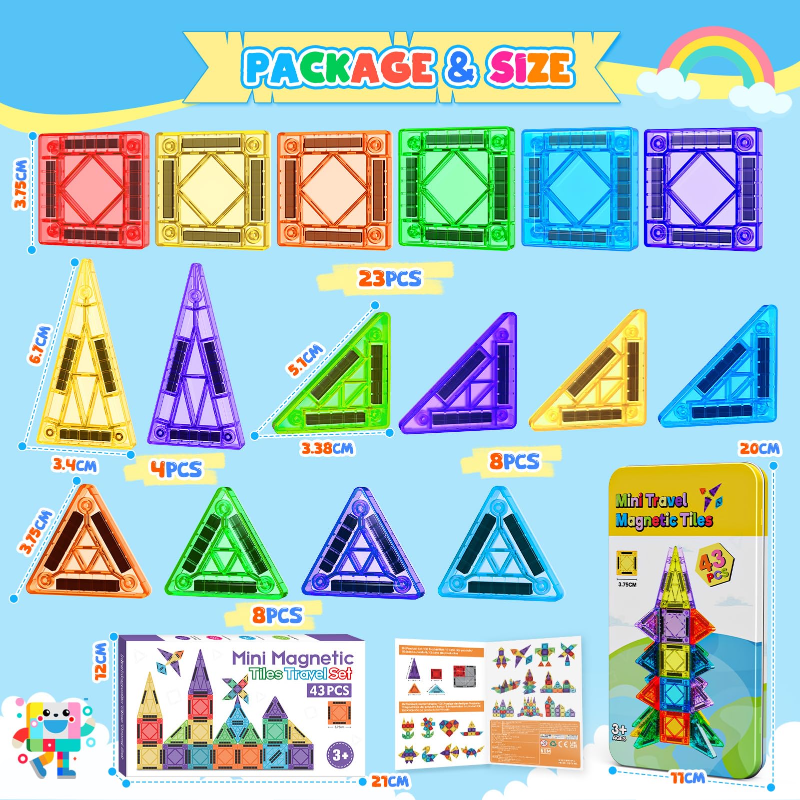 Set di 99 blocchi magnetici da viaggio, giocattoli a partire da 3 Set di 99 blocchi magnetici da viaggio, giocattoli a partire da 3