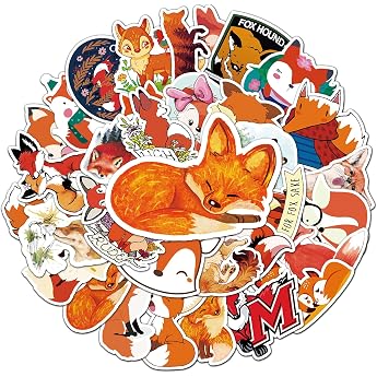 Foxes Stickers for Laptop Pack of 50 Gift for Children Teenagers Adults Boys Fox Stickers Waterproof Vinyl Stickers for Scrapbooking Skateboard Car Luggage