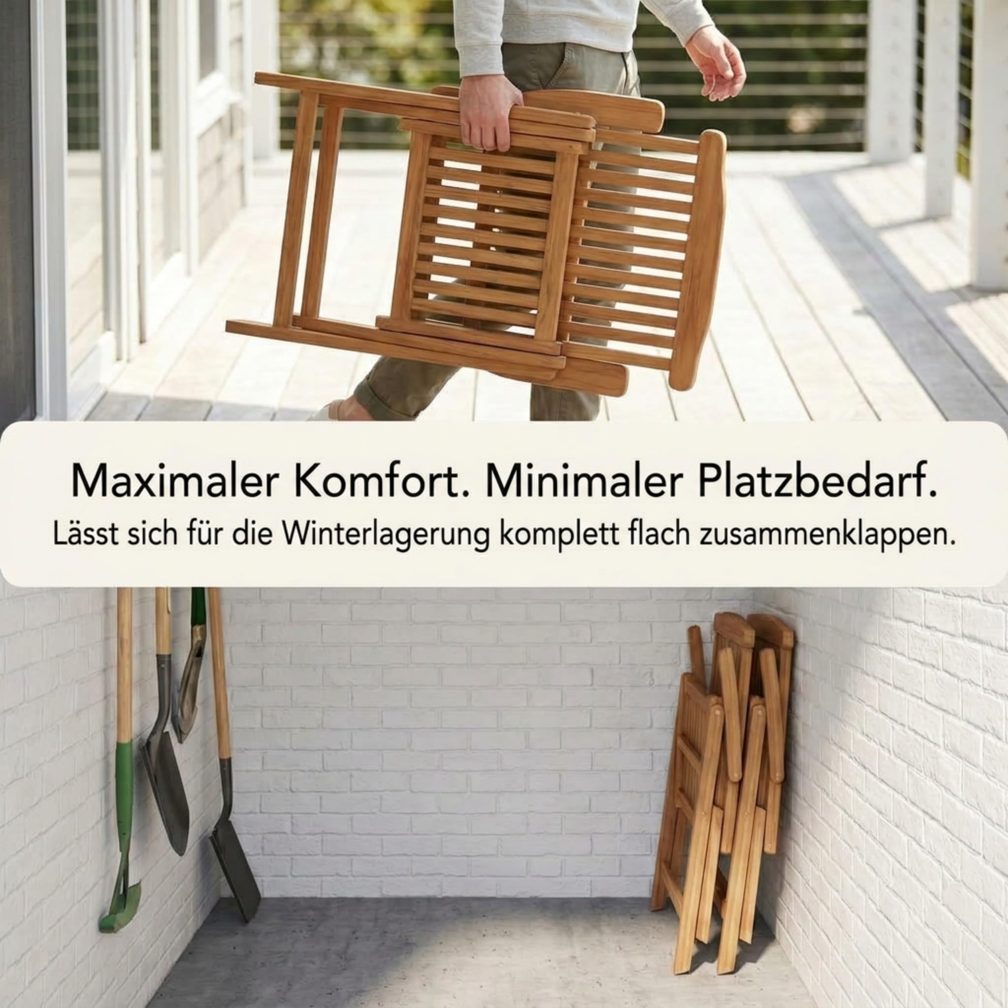 SAM Premium Hochlehner Aruba 6er Set, 6 Gartenstühle Teakholz massiv lackiert, 5-Fach Verstellbarer Klappstuhl mit Armlehnen bis 150 kg, wetterfest für Garten Terrasse Balkon Outdoor, Unikat