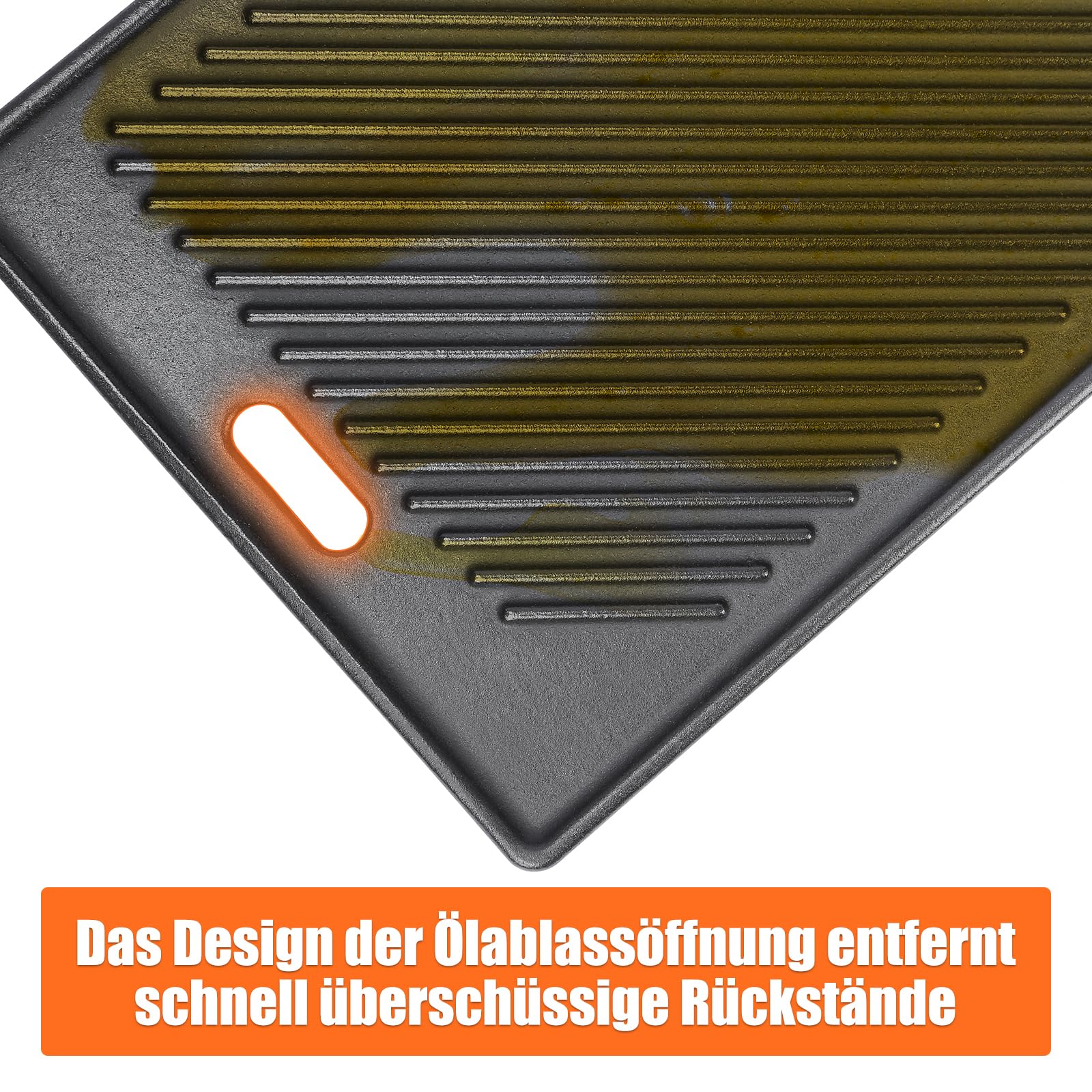 GFTIME 45 x 24cm Wendeplatte Gusseisen für alle RÖSLE VIDERO G2-, G3-, G4- und G6-Modelle (ab Modelljahr 2021), Universal Gusseisen Grillplatte Gasgrill Zubehör, 1 Stück