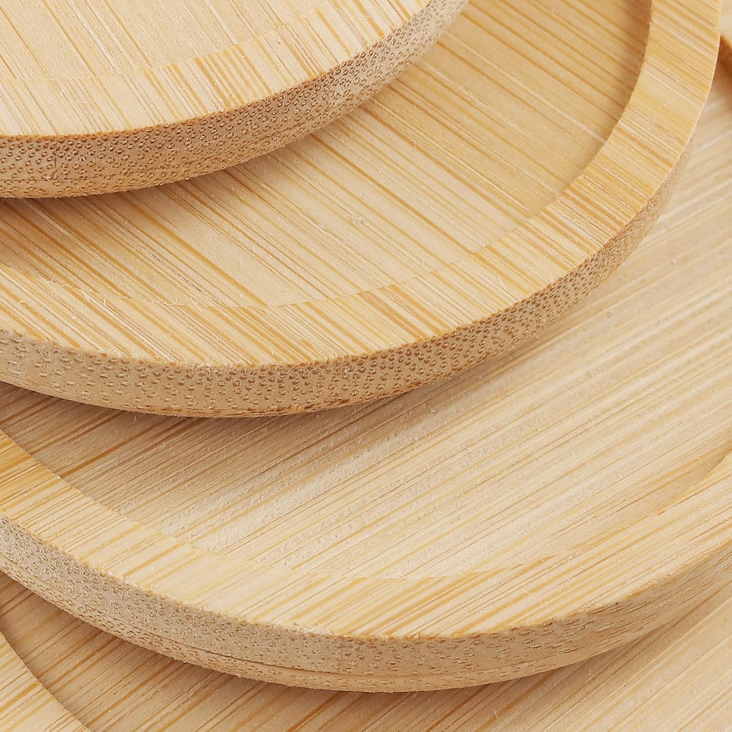 20 PCS 5 Inch Natural Bamboo Coasters, Round Bamboo Planter Saucer Trays, Wooden Drink Coasters for Drinks Plant Pots - Image 3
