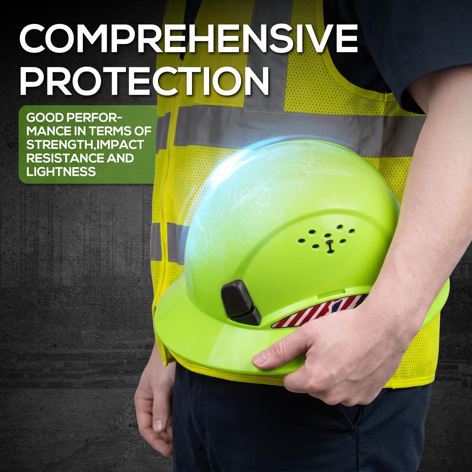 Casco de ala completa aprobado por OSHA, ala completa, suspensión de trinquete de 4 puntos, casco de seguridad para hombres y mujeres, ANSI Z89.1