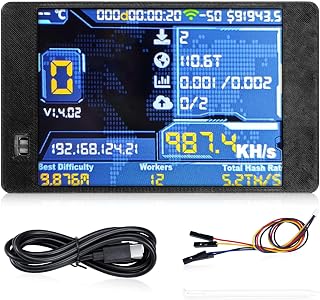 NerdMiner V2 Mining Bitcoin avec boîtier noir, mineur BTC avec écran TFT ESP32 de 2,8", taux de hachage 980 KH/s BTC Solo Lottery Bitcoin Miner Crypto Lottery Miner