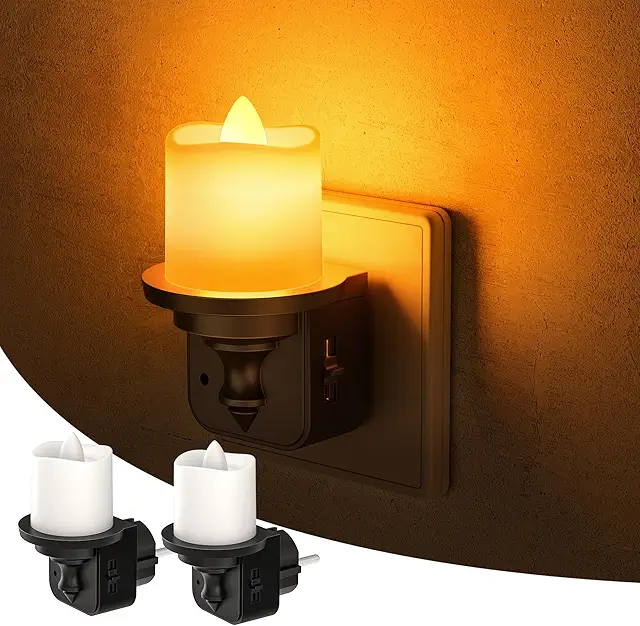 LOHAS-LED Night Light with Twilight Sensor, Adjustable Brightness, LED Candle Design, Pack of 2 - Lamp voor in stopcontact