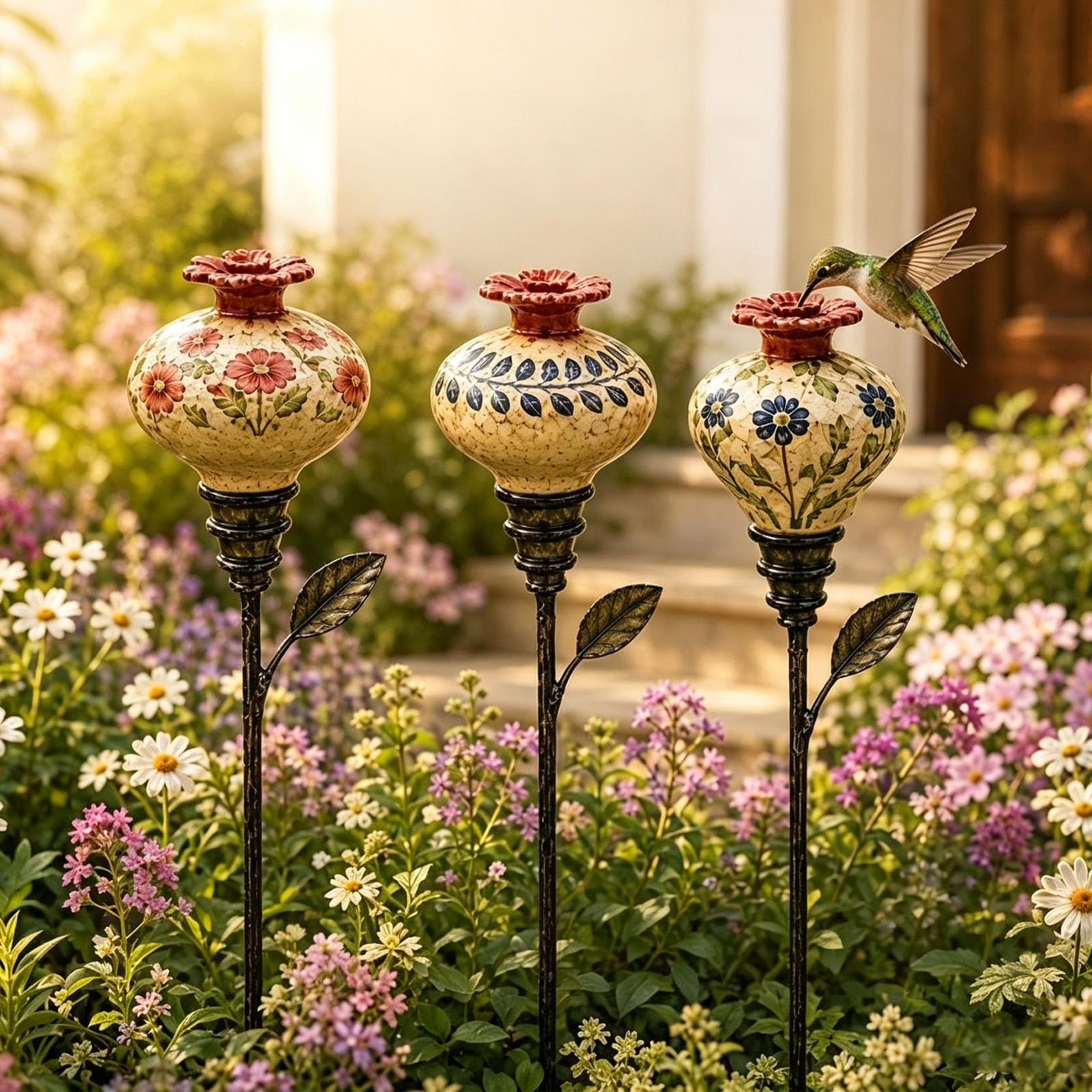 Picchetto Da Giardino Vintage In Ceramica Per Mangiatoia Per Colibrì (#D)