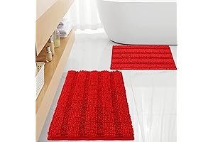 FLOLEOPA Red Non Slip Bath Mat Set