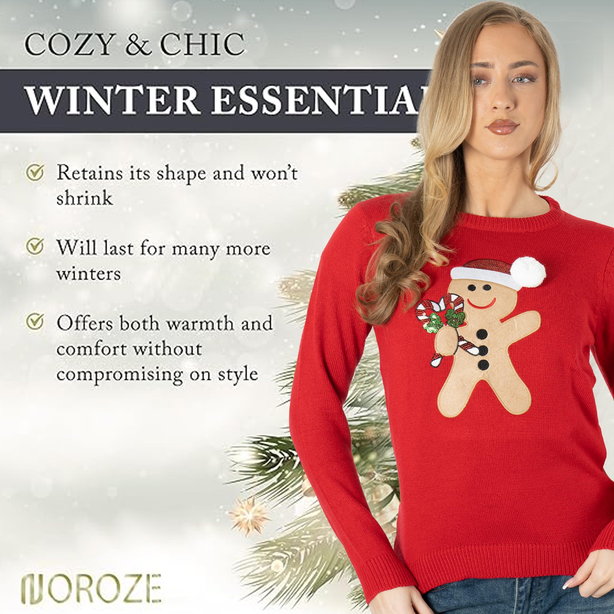 NOROZE Donna Maglione di Natale Buon Natale Regali Donne Elfo Pullover Lavorato a Maglia