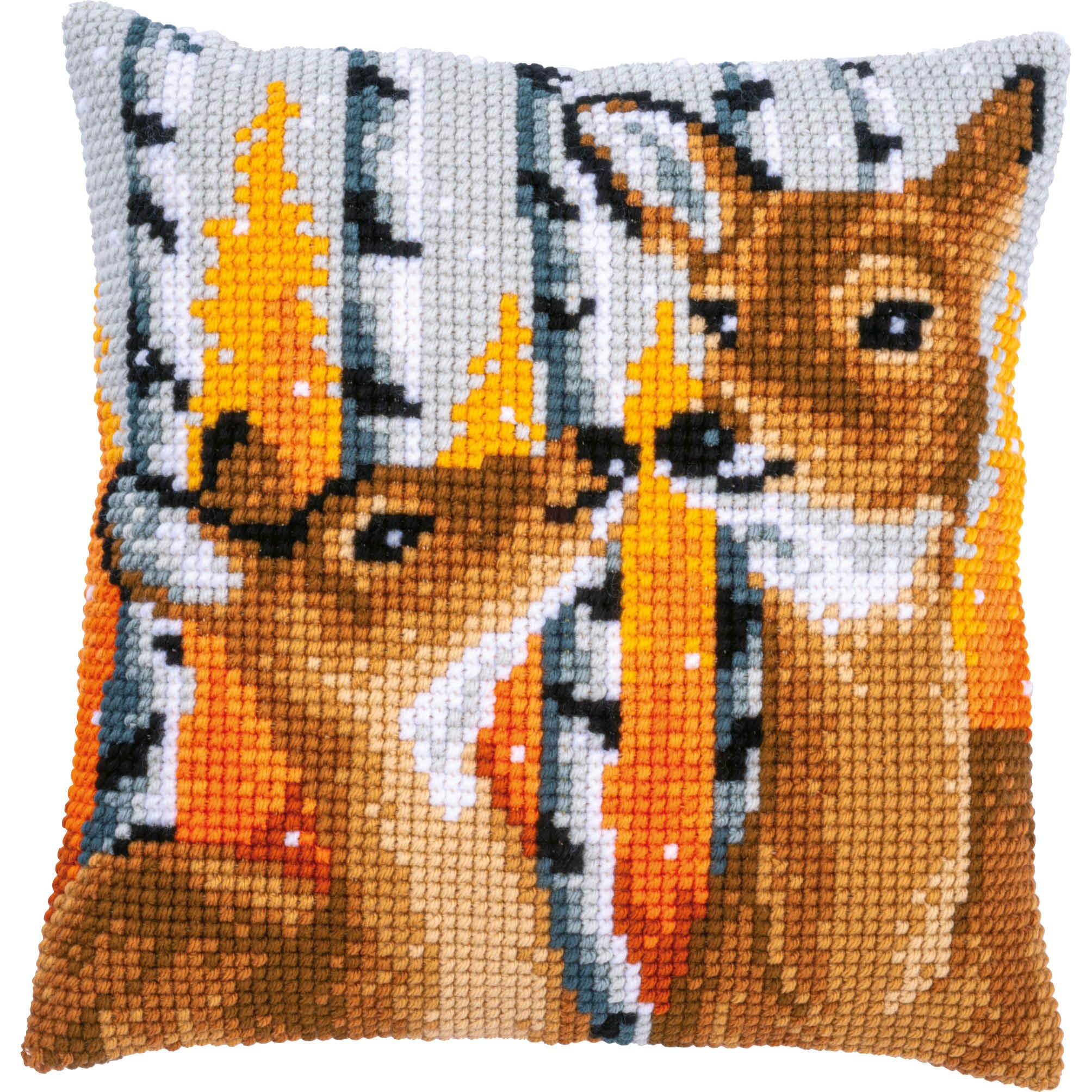 VERVACO Kit Cuscino Punto Croce Lupi Set Ricamo Principianti Cuscini Gobelin Decorativi ca. 40 x 40 cm Accessori per Lavoretti Creativi DIY Casa Decor Hobby Adulti Cross Stitch