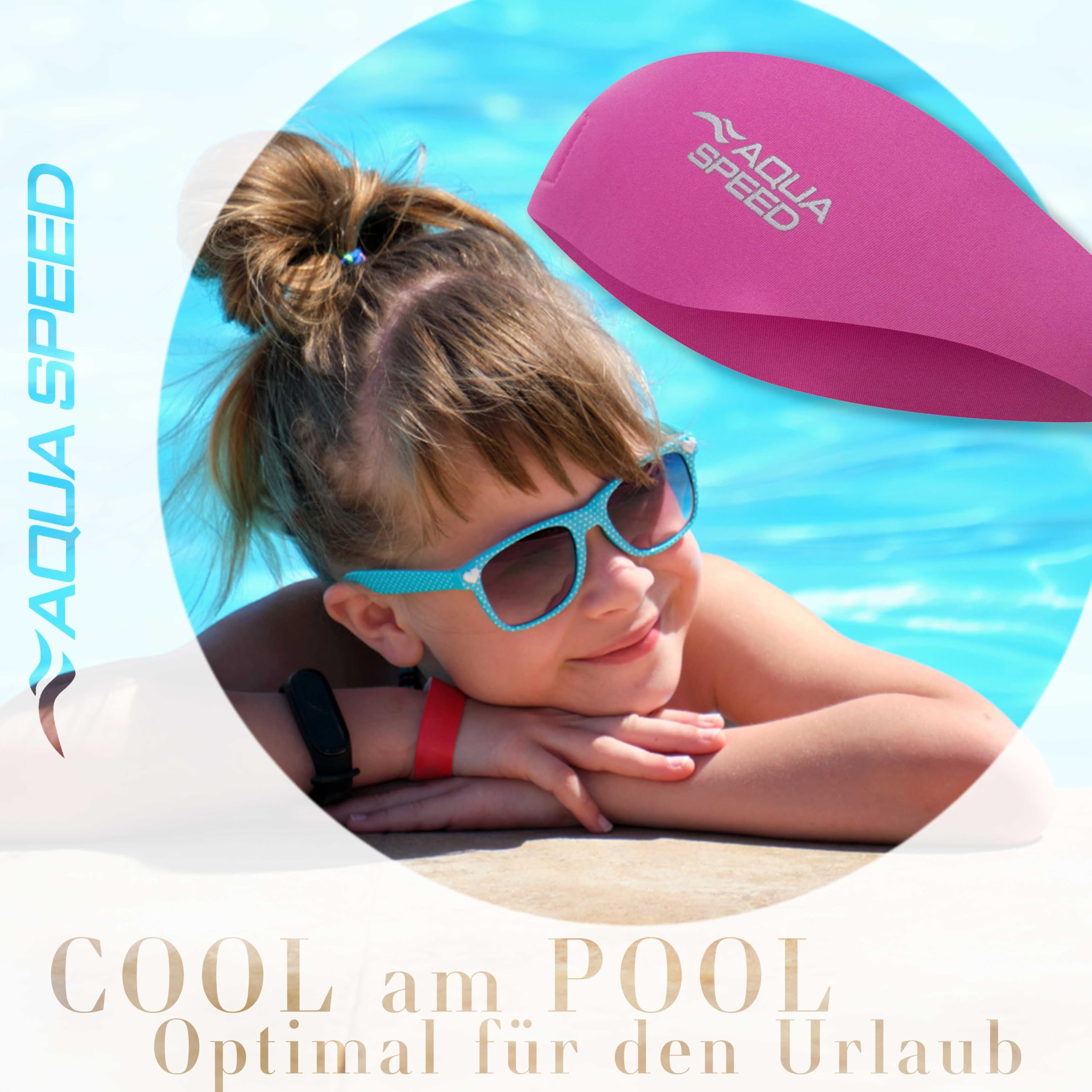 Aqua Speed EARBAND/EARBAND JR | Banda para la Cabeza | Niños | Adultos | Neopreno | Natación | Cinta de los oídos | Banda para el Cabello | Rosa