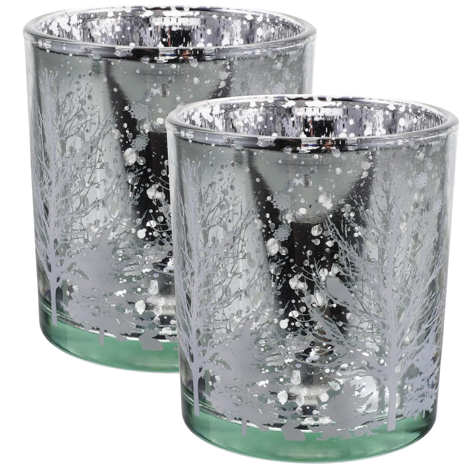 Toyvian 8 Piezas Portavelas de Cristal Navideño Estampado de Árbol para
