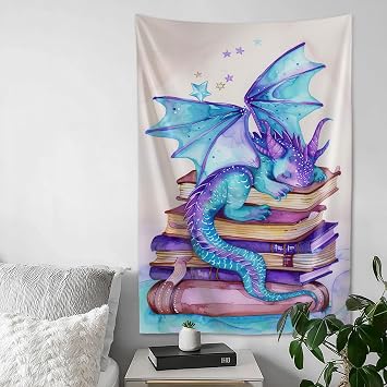 QEOPGNE Watercolor Style Dragon Tapestry 40"x60" Living Room Bedroom Office Decor