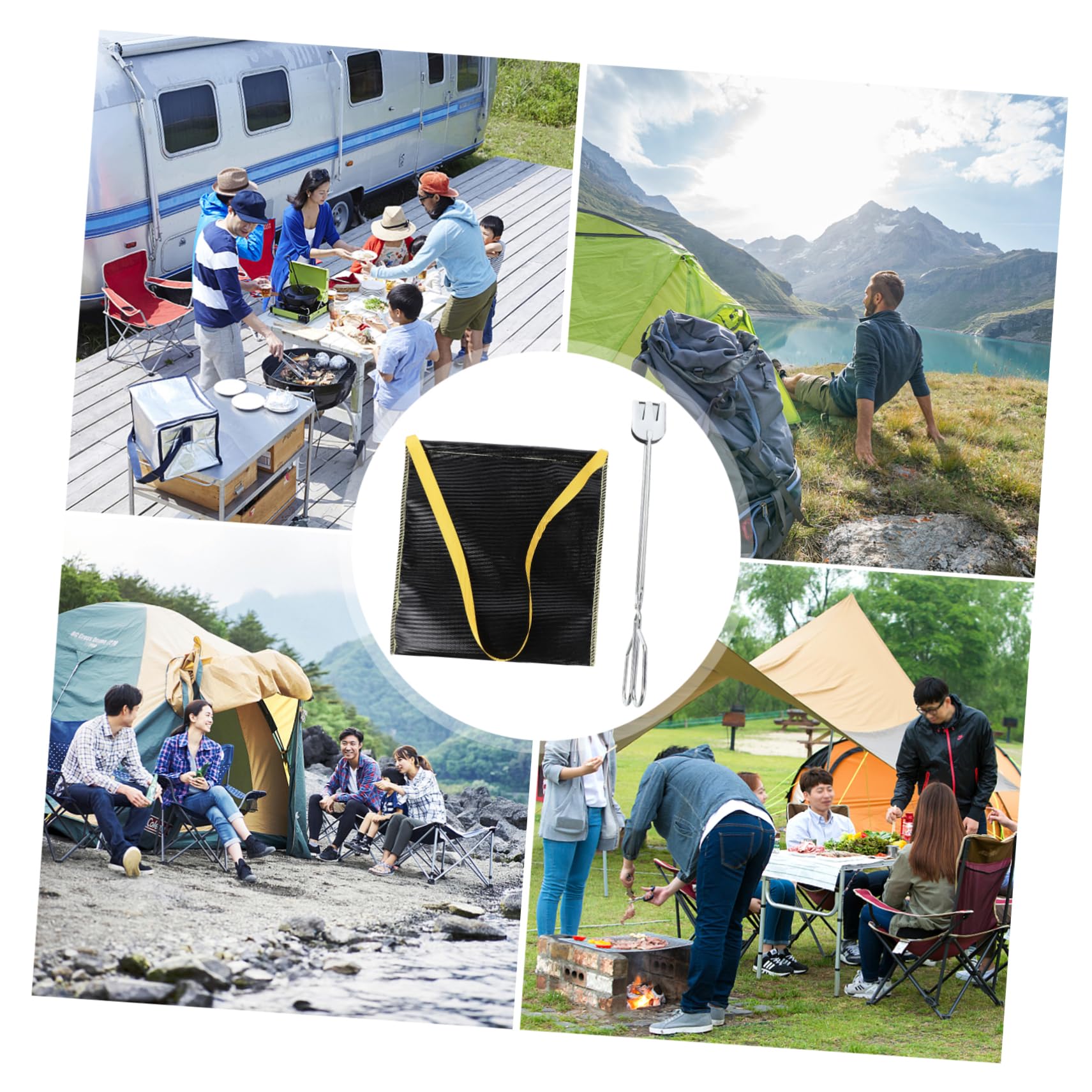 VANZACK 1 Set Carbon Gray Storage Bag Money Campfires Pit Holder Camping Cookware Mini Safe Battery Leisure Fireproof Camping Stove Extinguisher Fire Blanket Bank Trailer for Nylon Black