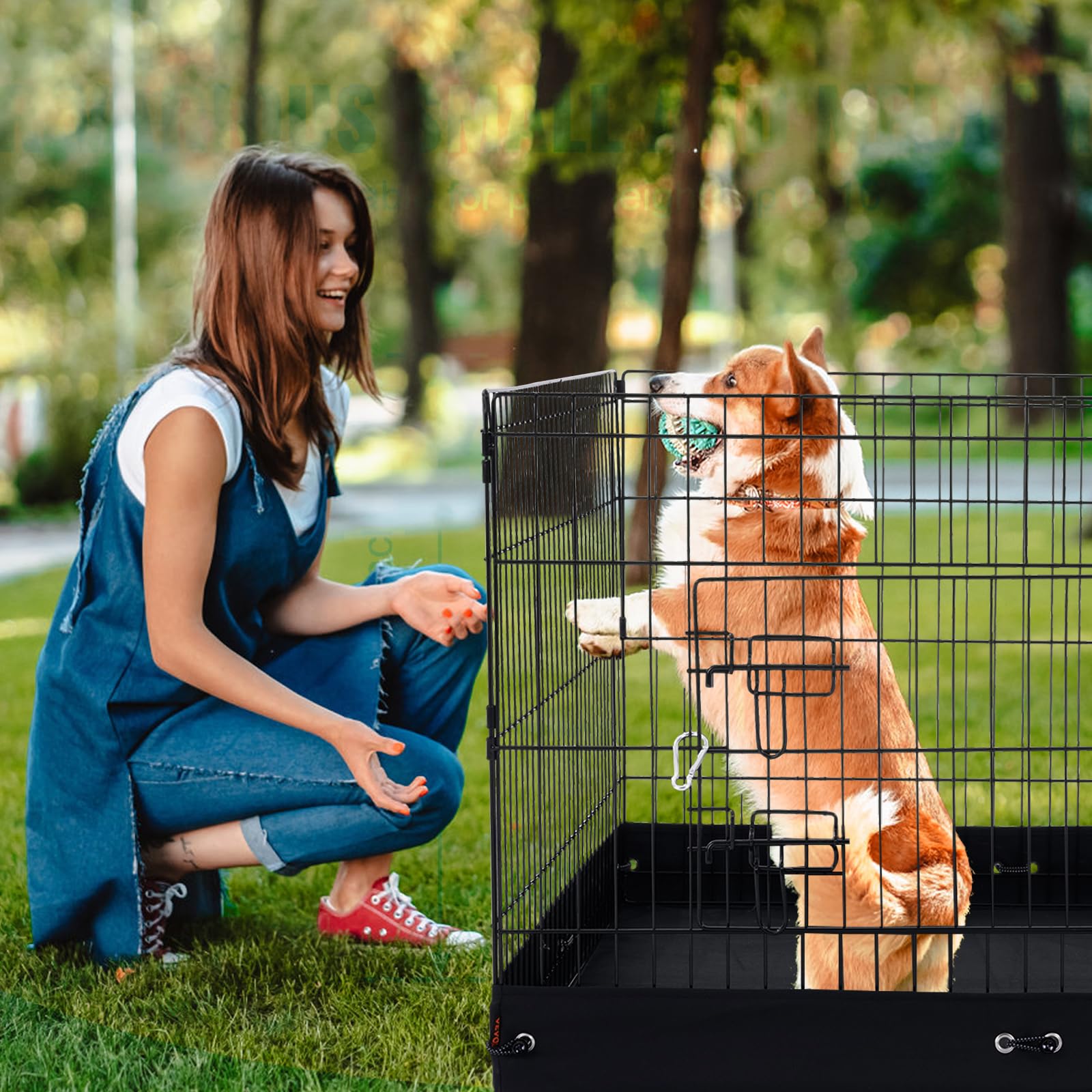 VEVOR Recinto per Cani, Confezione da 4 Pannelli 610 x 910 mm Recinto da Addestramento Pieghevole in Metallo, Recinto per Cani da Interno Esterno con Porta, Copertura Superiore e Imbottitura Inferiore