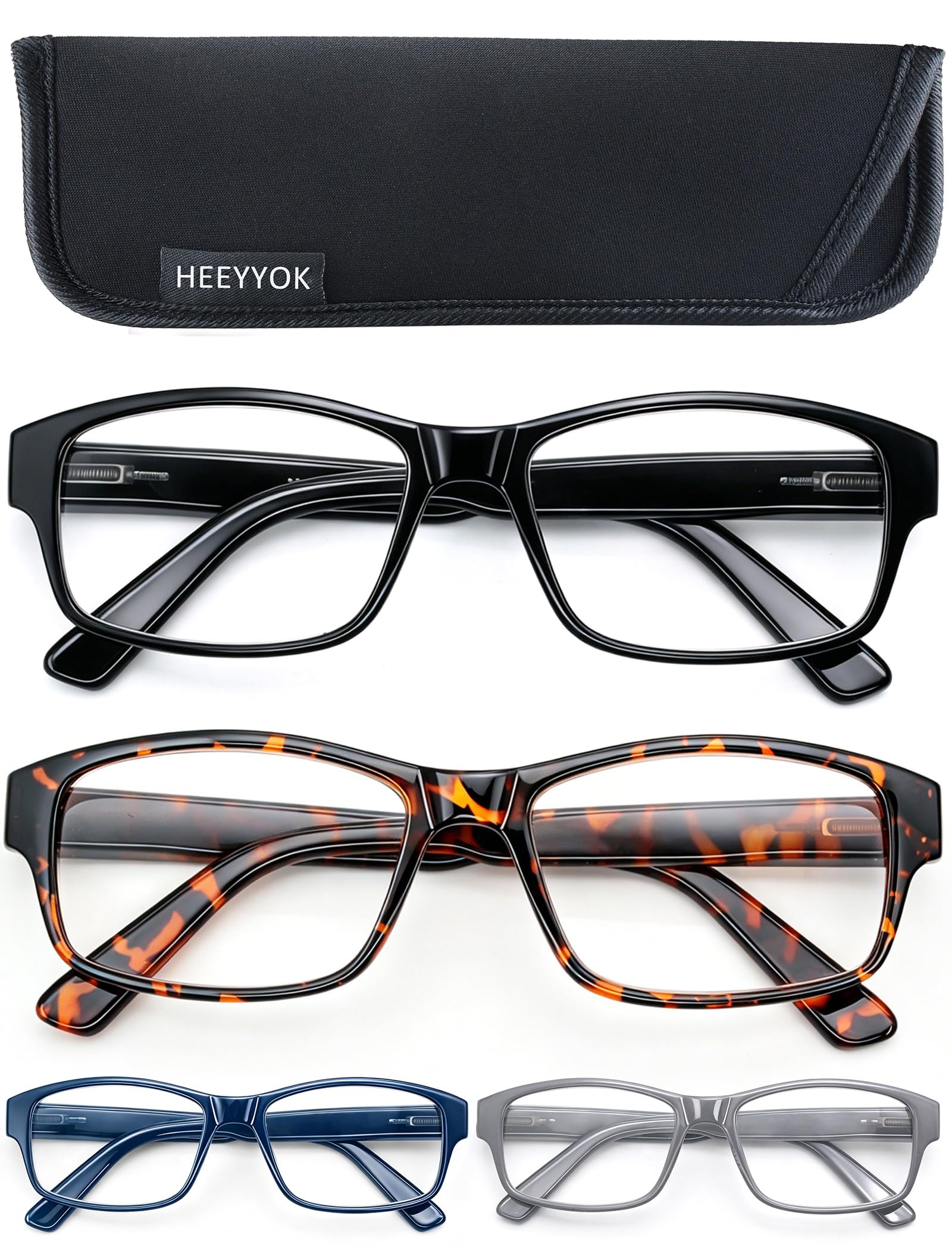 Photo 1 of HEEYYOK 1.25 Reading Glasses Men Large Readers For Men XXL Wide Reader Oversized Frame Cheaters Reading Glasses For Mens Comfort Spring Hinge