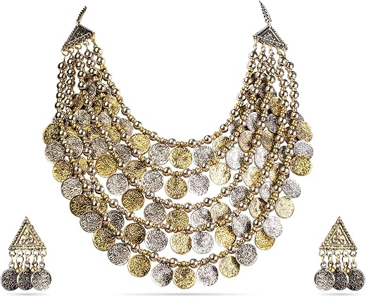 Rubans Oxidised Necklace Set Indian Tribal Style Ethnic Jewellery Gift for Women & Girls
