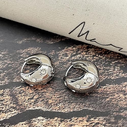 Miniatura 2 de ZRU Aretes de aro gruesos de oro para mujer, pequeños, hipoalergénicos, gruesos, chapados en oro de 18 quilates, ligeros, de moda, joyería de moda