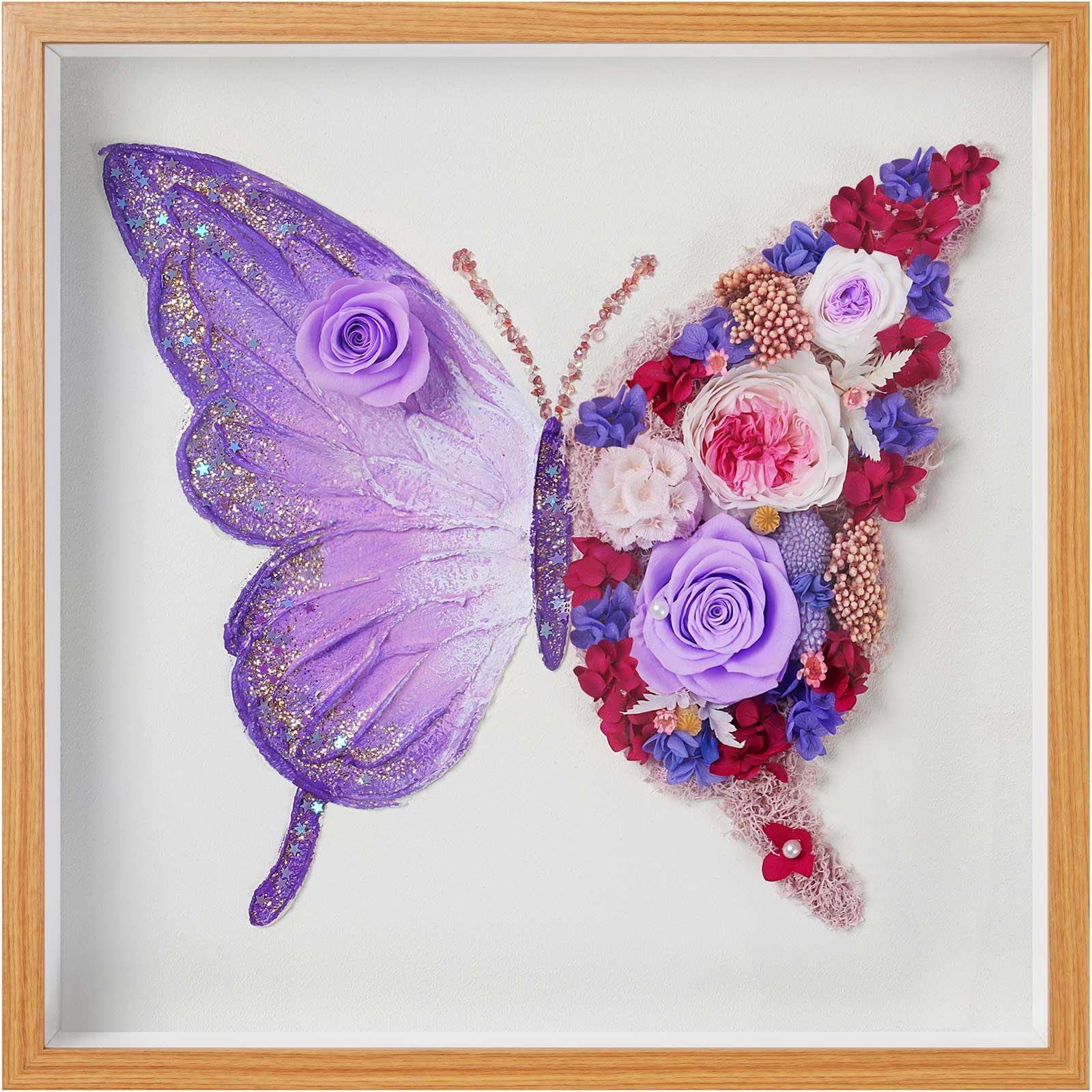 ADDWel Preserved Real Rose Butterfly Shadow Box