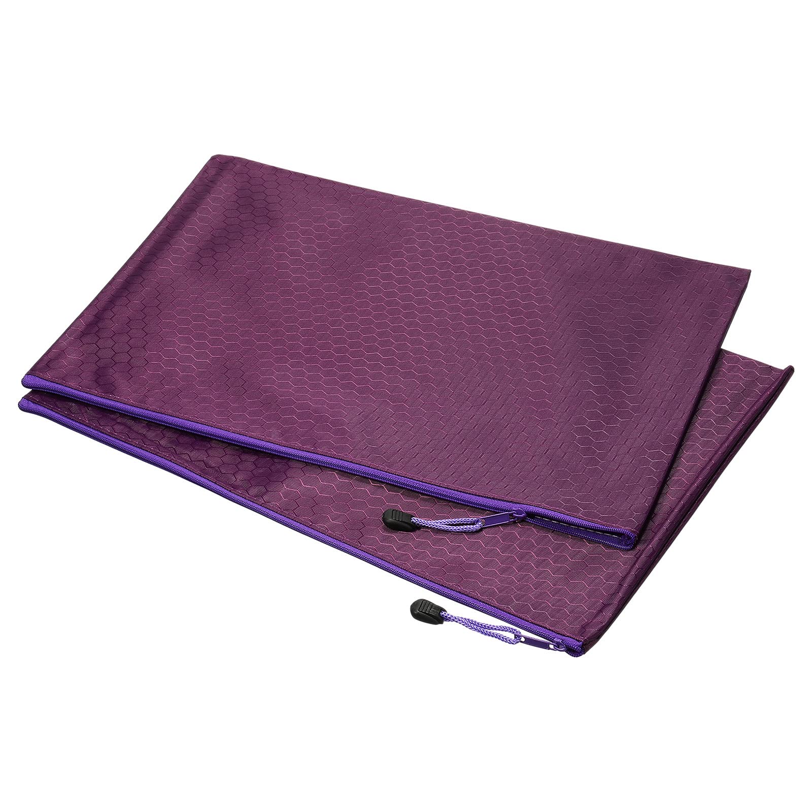 YOKIVE 2 Pack Waterproof Zipper Bags, Pencil Case Travel Storage Bag Makeup Supply Files Organizer Pouch, Great for Office(Purple, B4)
