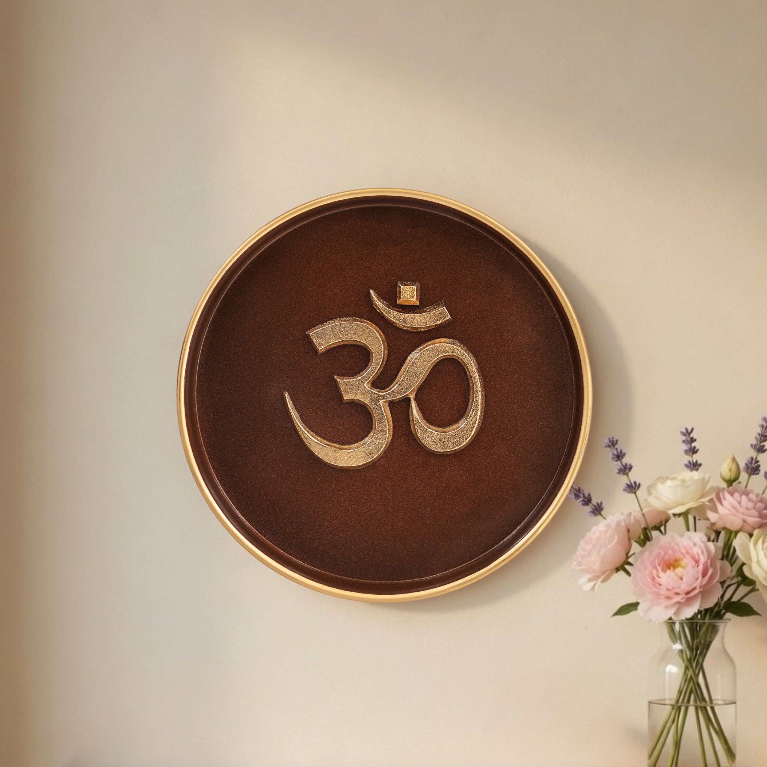Lotus Metal Wall Plate - Coffee Brown & Gold -17