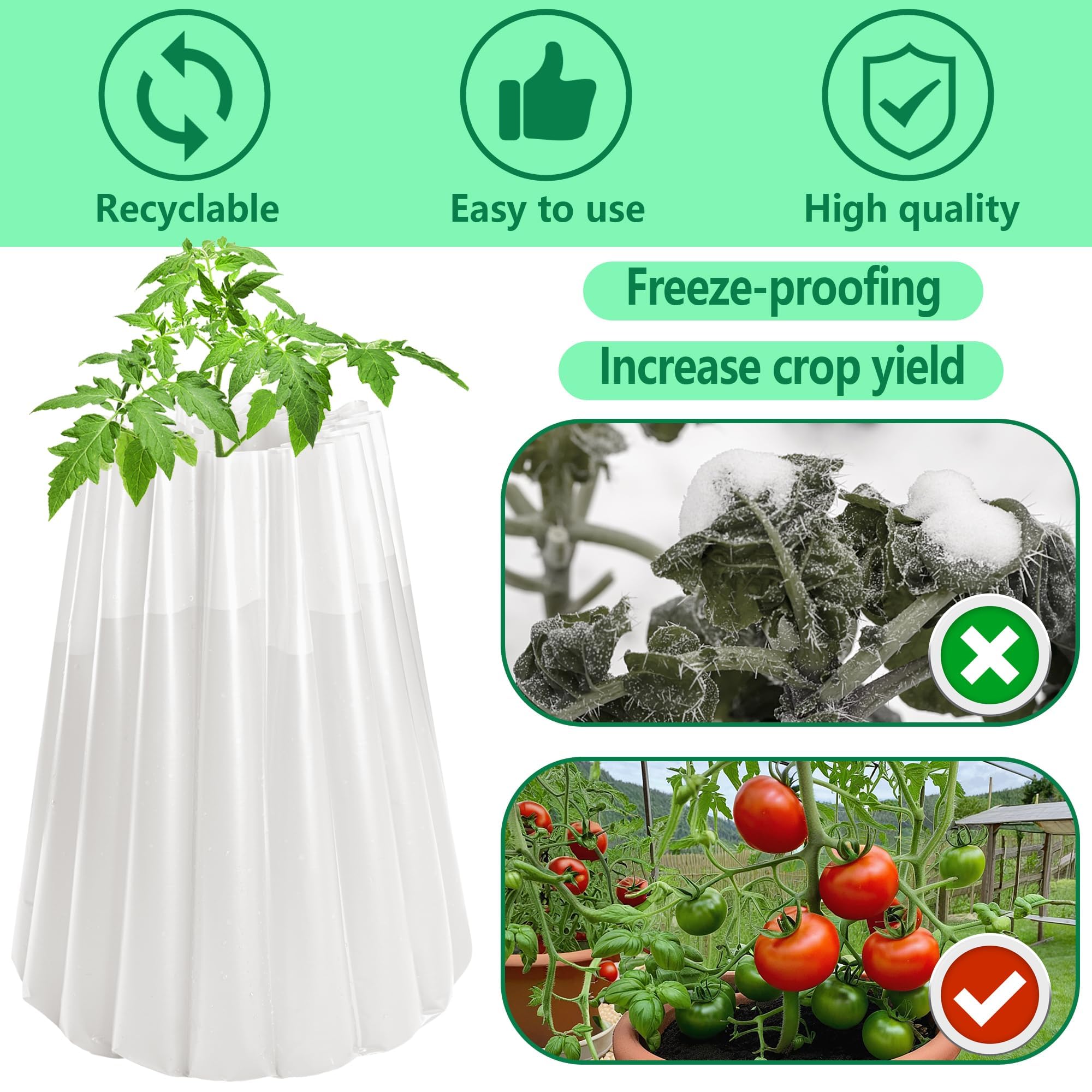 DECOHS 10 protectores aislantes para plantas, 18.3 x 18 pulgadas, aisladores de plantas para la temporada temprana de la temporada, protege las plantas para la protección del invierno contra las