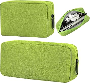 CAAORDKSO Electronics Accessories Organizer Pouch Bag, Electronic Organizer Travel Case Cord Storage Bag for Laptop Mouse Charger, Cable, Power Bank, Hard Drive, Various Accessories Small+Big, Green