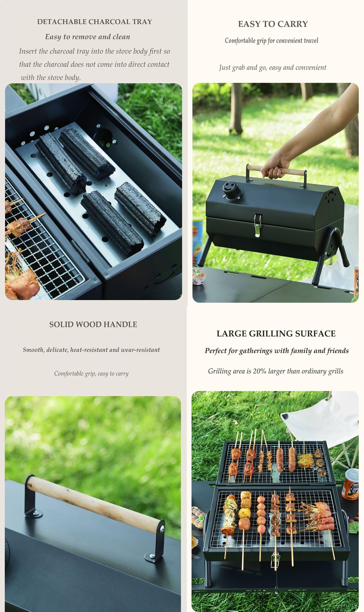 Barbecue portatile pieghevole con griglia a doppia faccia, per esterni, barbecue, da tavolo, per campeggio, spiaggia e picnic, compatto e leggero (verde)