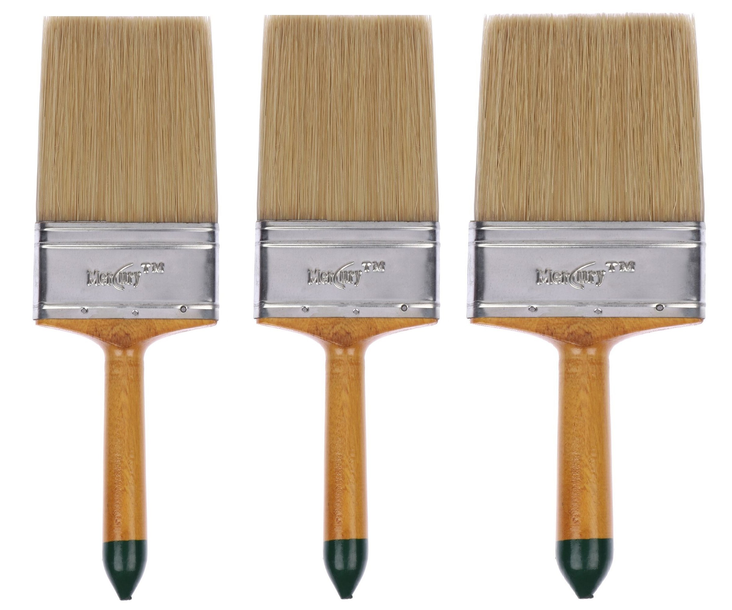 Mercury Brush® Double Thickness Triple Boiled 100% Pure Nylon/Polyester Blend Round Bristles Paint Brush for All Application (Gold-4"-2 & 5"-1) Set of 3