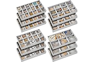 Junkin Multi-Functional Gray Velvet Jewelry Tray Organizer