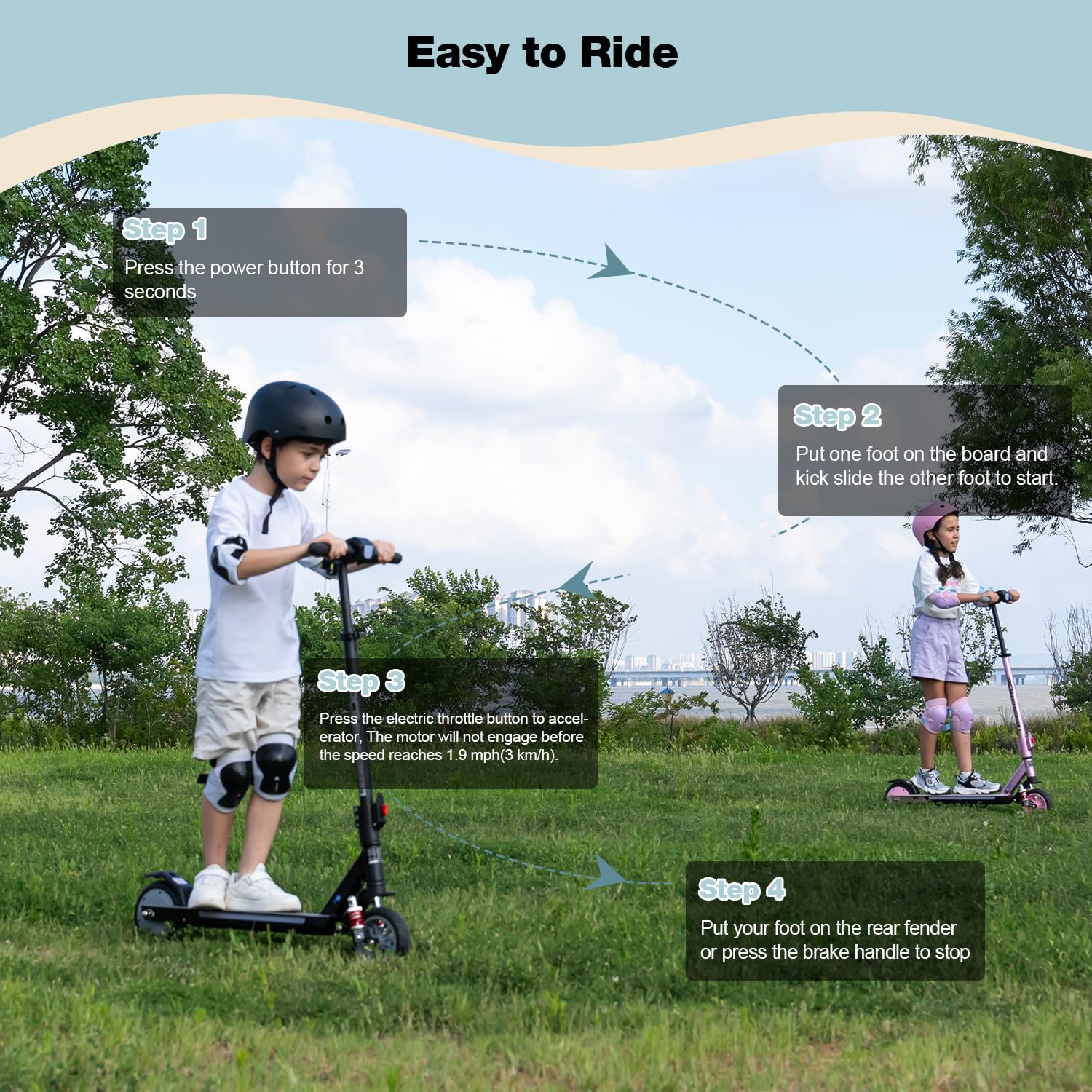 RCB R12 Max Trottinette électrique Enfant âge 6-12 Ans,jusqu'à 18km/h & 15 km,3-Réglage Hauteur,Suspension, 7" Pliable Trottinette Electrique, Lumières colorées, écran LED, Cadeau pour Enfant