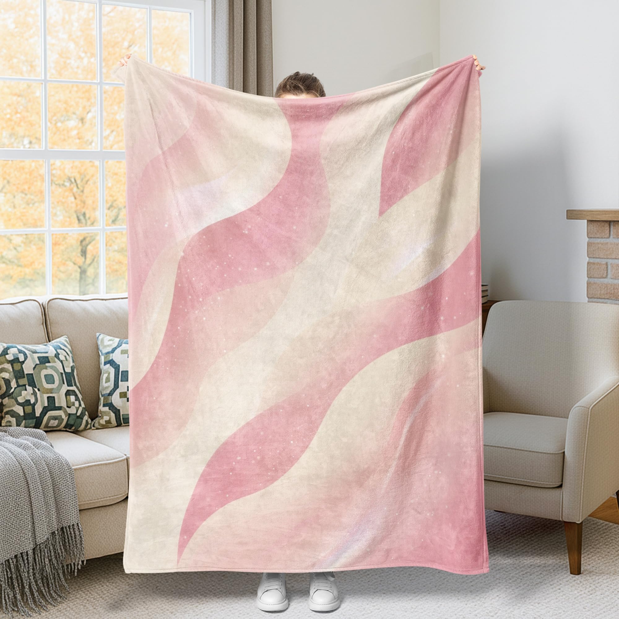 Couverture en polaire vagues abstraites plaid doux grand format lit et canapé
