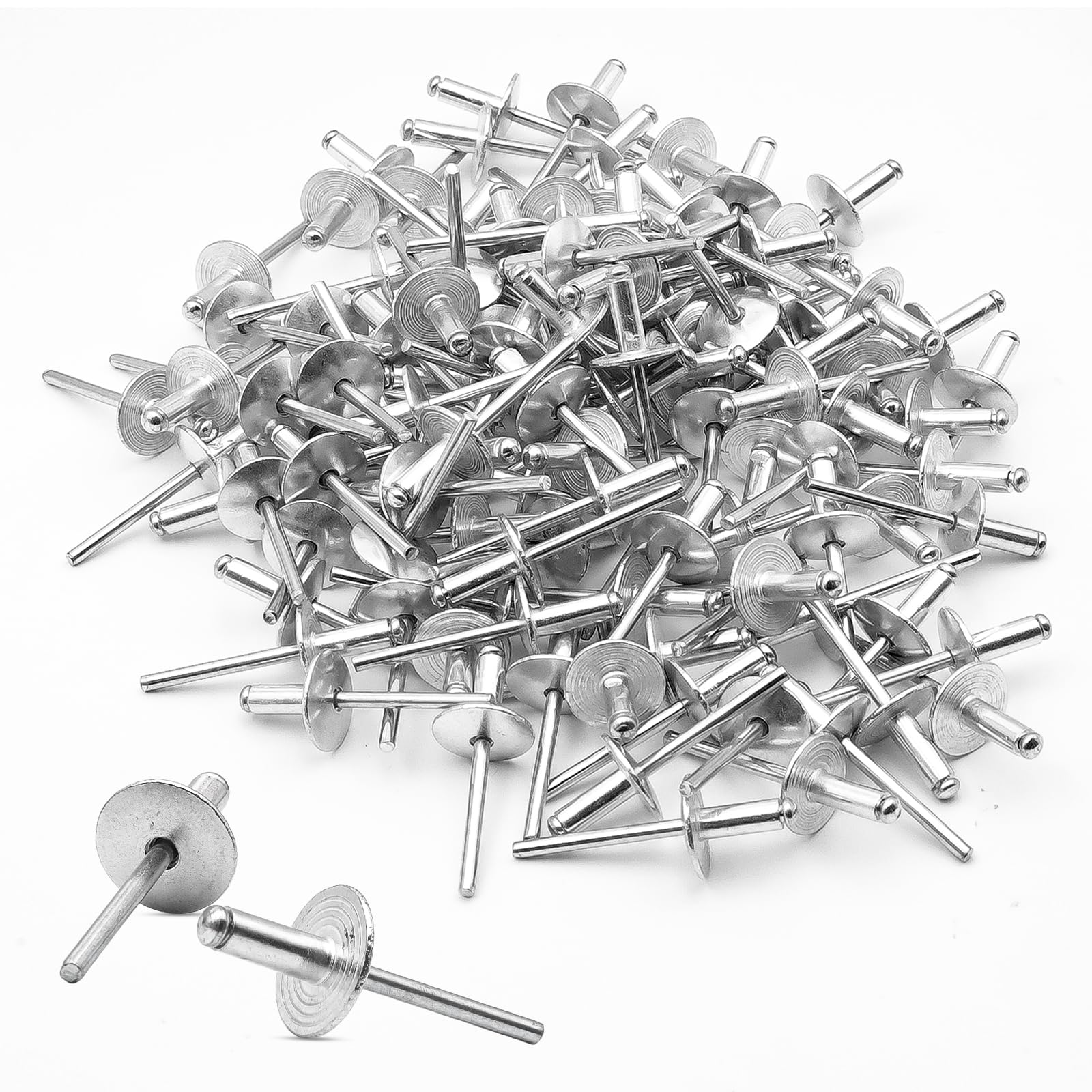 Rivetti ciechi in alluminio a flangia grande, 4,8 x 13 mm, set di 120 rivetti pop, per metallo, plastica, mobili, fai da te, connessione robusta con grande flangia, facile da montare, compatibile con