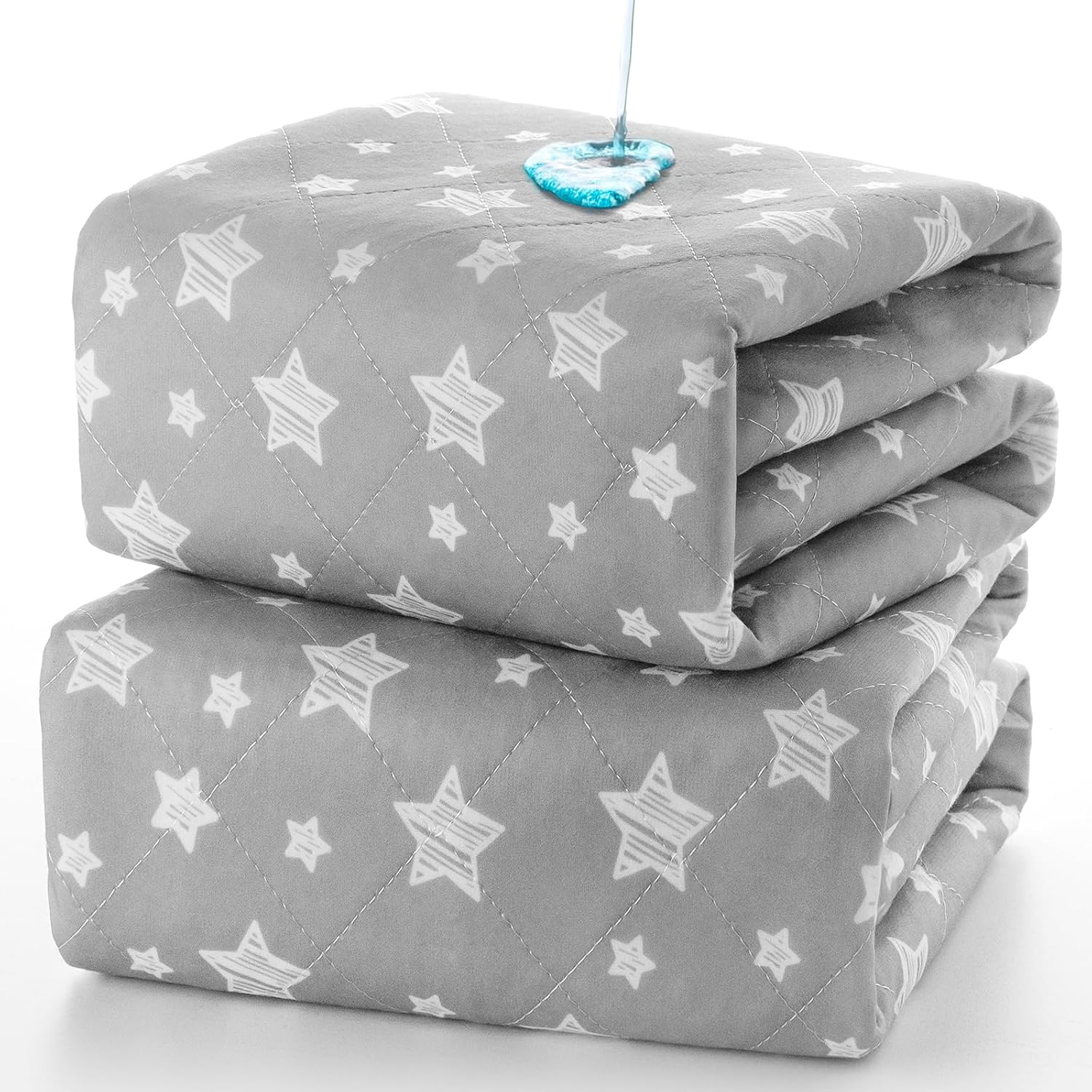 Waterproof Bed Pads Washable, Absorbent Chuck Pads Non Slip for Incontinence, Washable Pee Pads for Dogs, Waterproof Mattress Protector for Seniors, Bedwetting Kids, Hospitals, Pets, 34"x36" 2 Pack Gray Star 34x36 Inch
