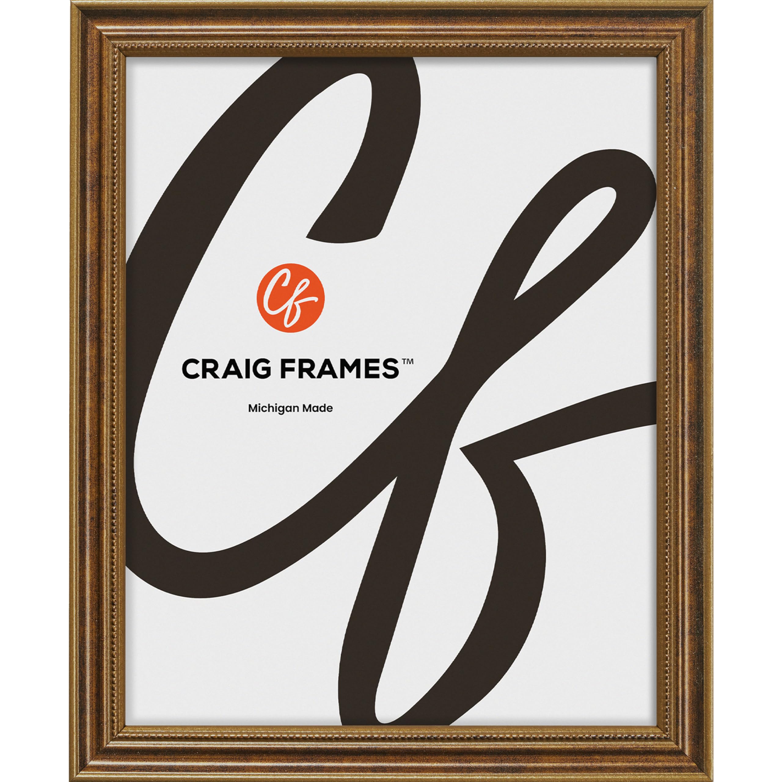 Craig Frames 9x10 Picture Frame, Bronze Ornate Style, 3/4 Inch Wide Solid Wood Moulding with Vintage Beaded Detail, Glass and Backing Included, Wall