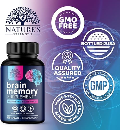 Miniatura 4 de Píldoras de suplemento de memoria cerebral, nootrópicos de fuerza 3 veces para concentración, claridad y apoyo de enfoque, salud cerebral, vitaminas