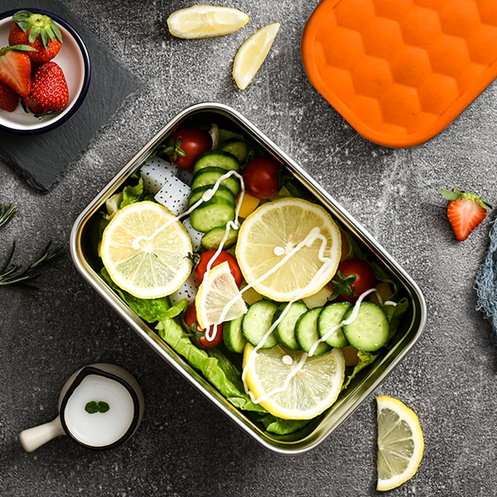 PORFOYO 4er-Set Edelstahl Snackbox 230ml - Auslaufsichere Behälter Mit Silikondeckel