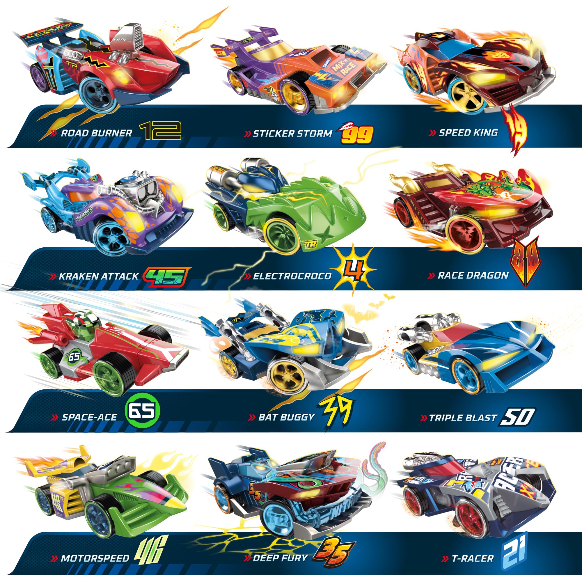 T-RACERS Mix 'N Race – Collection 1/2 De 12 Voitures à Personnaliser : Pièces Et Roues Interchangeables Pour Des Combos Uniques