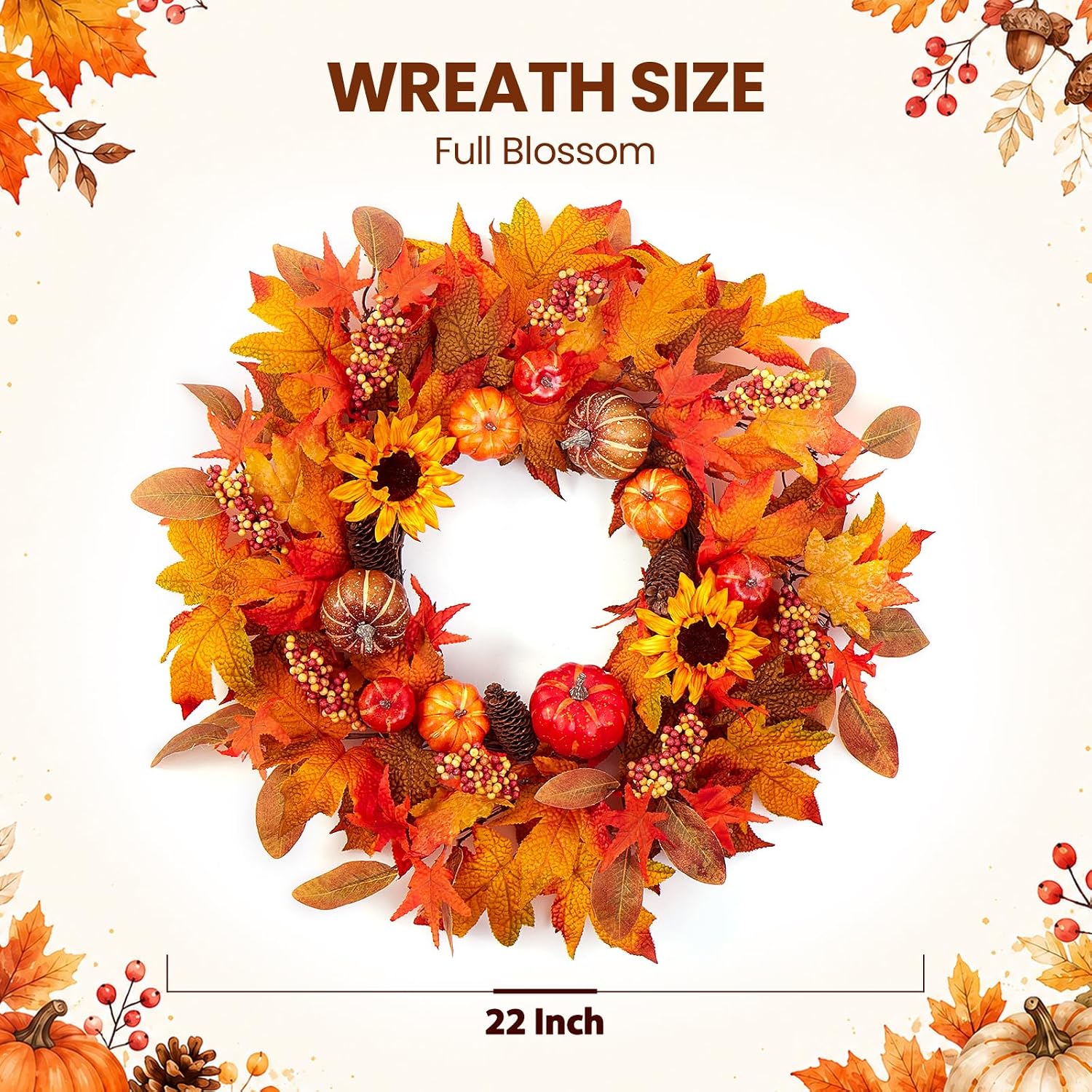 Fall Decorations for Home, Fall Autumn Thanksgiving Wreaths for Front Door