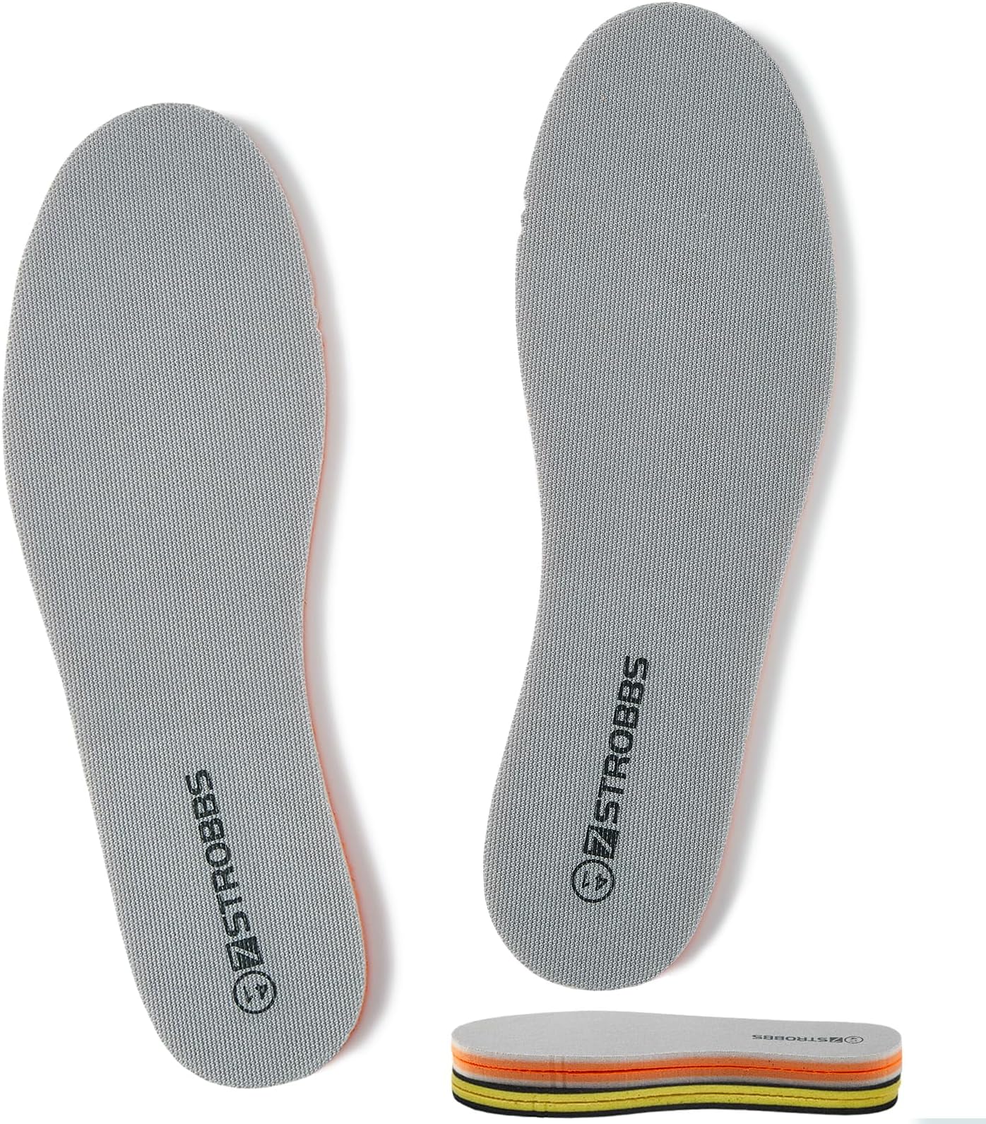 7STROBBS Memory Foam Insoles for Double Sided, 7MM Thick Inner Soles for Men Women, Comfort Cushion Shoe Inserts for Trainer, Work Boots, Walking Shoes Grey UK 8