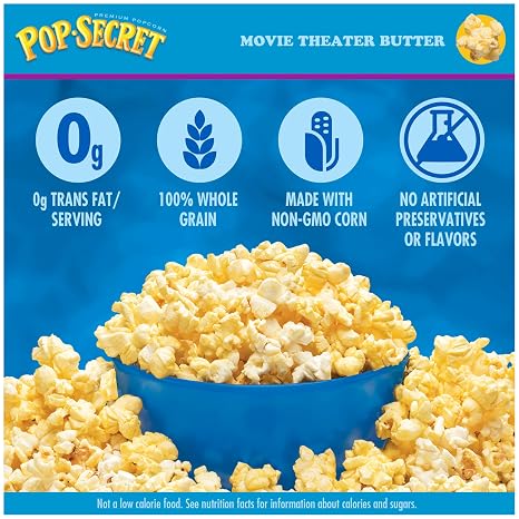 Pop Secret Microwave Popcorn, Movie Theater Butter, Flavor, 3.2 Oz Sharing Bags, 12 Ct